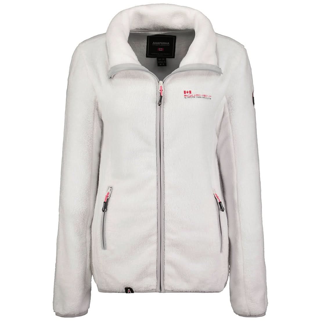 Uniquana Anapurna Femme - Polaire zippée avec col châle, pompons et badge - Geographical Norway UNIQUANA_LADY_BLANC_XL_AN_SDB
