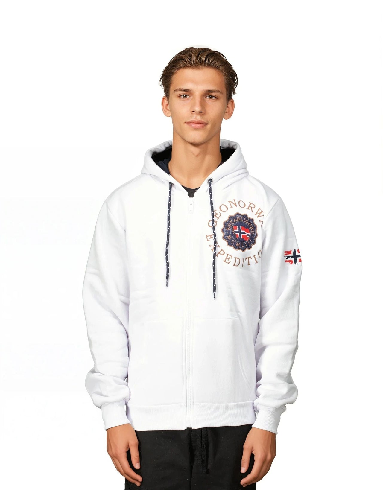Geographical Norway GEGANTO Homme - Sweat à Capuche avec Impressions et Drapeau - Geographical Norway GEGANTO_MEN_GRIS_CLAIR_S_SDB-GEGANTO_MEN_BLANC_S_SDB-GEGANTO_MEN_GRIS_CLAIR_M_SDB-GEGANTO_MEN_BLANC_M_SDB-GEGANTO_MEN_GRIS_CLAIR_L_SDB-GEGANTO_MEN_BLANC_L_SDB-GEGANTO_MEN_GRIS_CLAIR_XL_SDB-GEGANTO_MEN_BLANC_XL_SDB-GEGANTO_MEN_GRIS_CLAIR_XXL_SDB-GEGANTO_MEN_BLANC_XXL_SDB