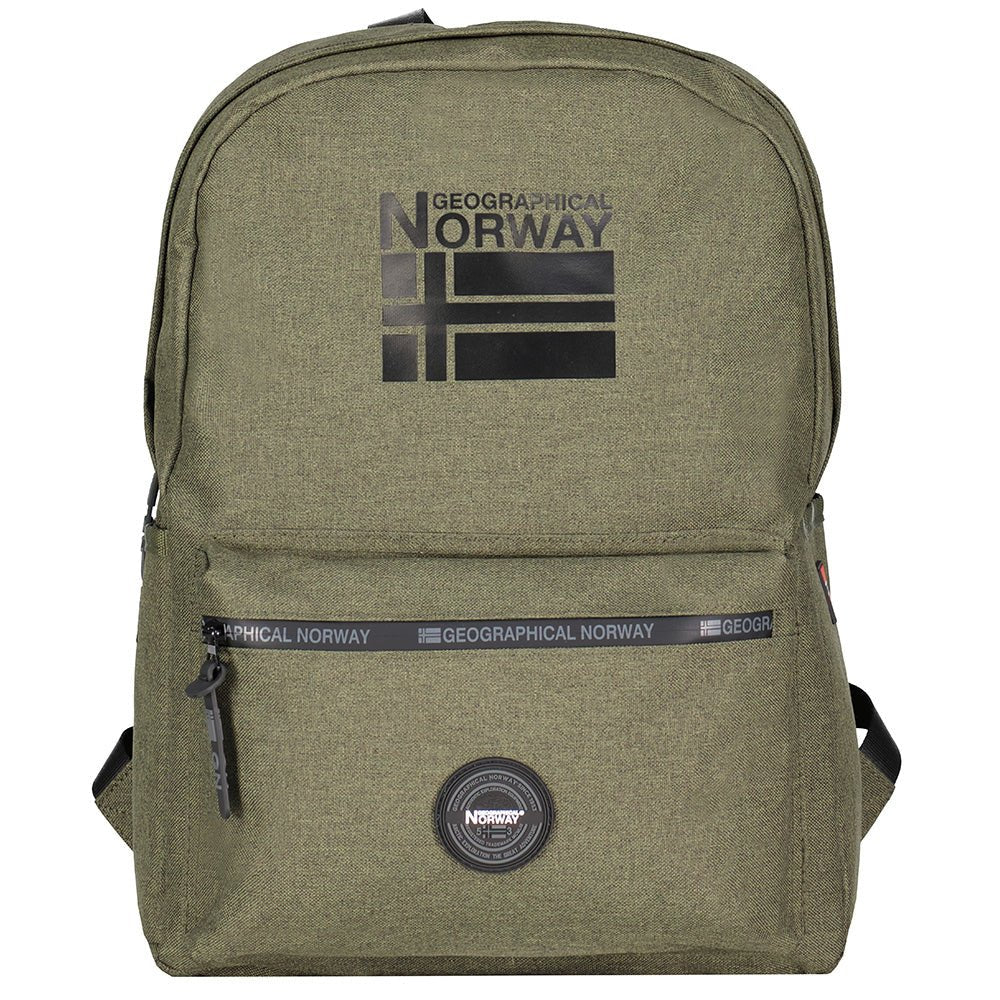 Geographical Norway Santos - Backpack with Front Zip Pocket, Prints and Flag - Geographical Norway SANTOS_SAC_MARINE_SDB-1-SANTOS_SAC_MARINE_SDB-5-SANTOS_SAC_KAKI_SDB-SANTOS_SAC_NOIR_SDB