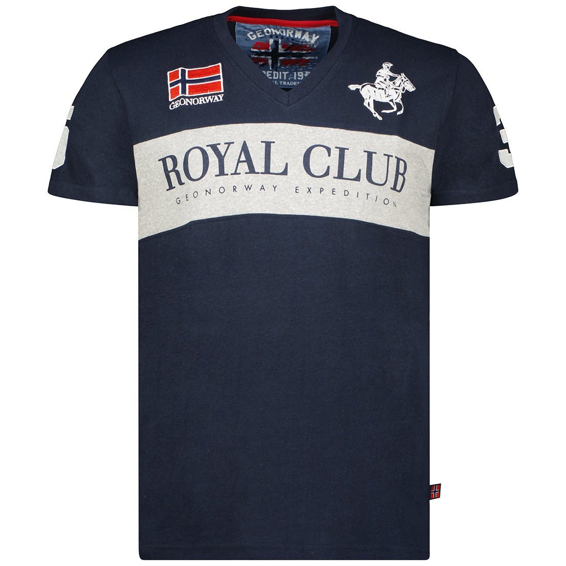 Geographical Norway Jahorse Men - T shirt in cotone da uomo - T shirt con logo classico - Body Wear a manica corta con scollo a V da uomo (Bianco M