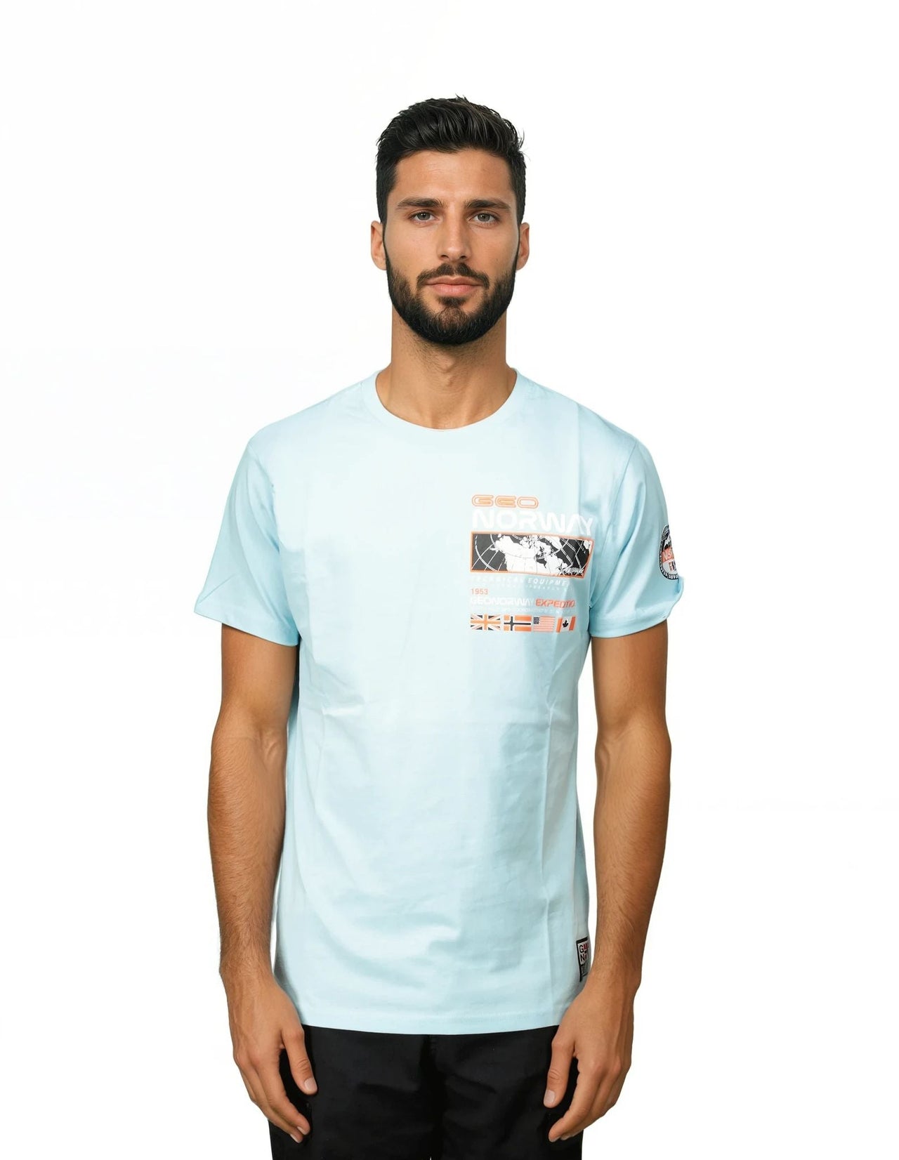 Geographical Norway JHOLME - T-Shirt Men Short Sleeve with Flag - Geographical Norway JHOLME_MEN_BLEU_CIEL_S_SDB-JHOLME_MEN_BLANC_S_SDB-JHOLME_MEN_BLEU_CIEL_M_SDB-JHOLME_MEN_BLANC_M_SDB-JHOLME_MEN_BLEU_CIEL_L_SDB-JHOLME_MEN_BLANC_L_SDB-JHOLME_MEN_BLEU_CIEL_XL_SDB-JHOLME_MEN_BLANC_XL_SDB-JHOLME_MEN_BLEU_CIEL_XXL_SDB-JHOLME_MEN_BLANC_XXL_SDB