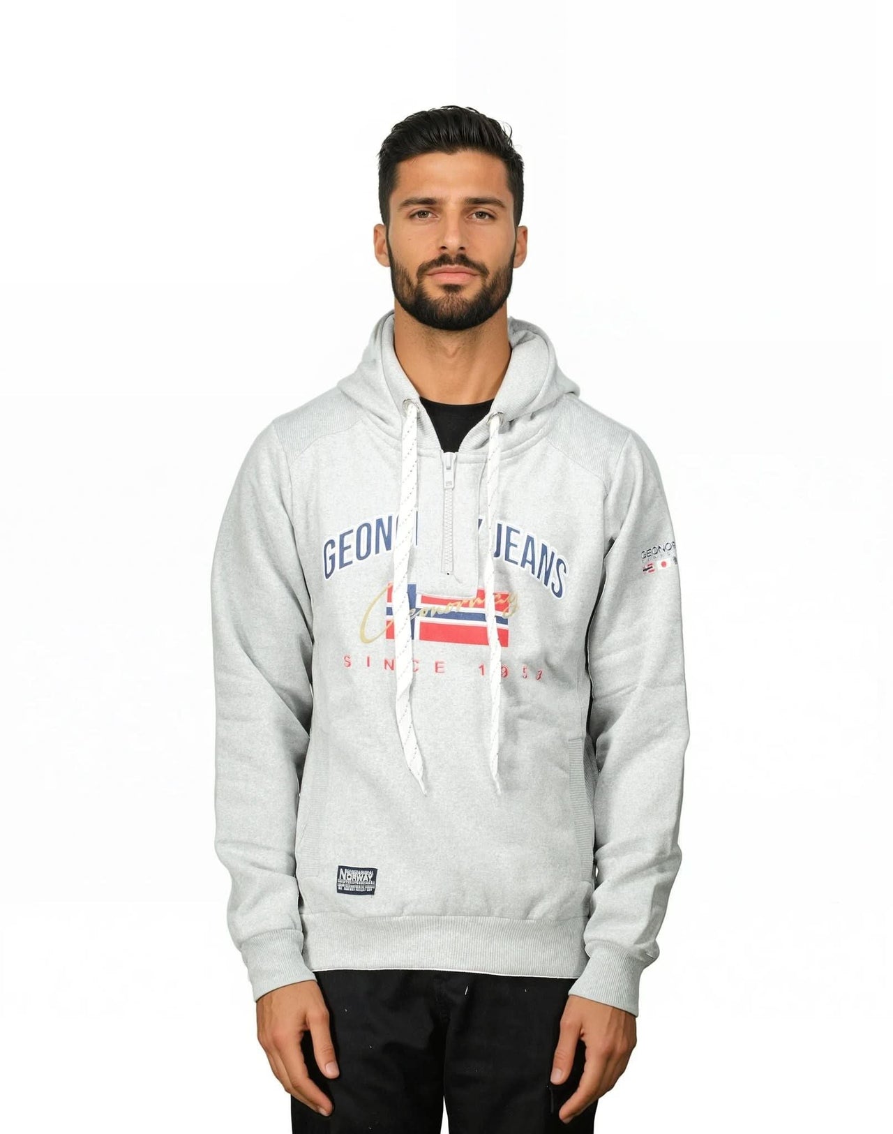Geographical Norway GHAGEN Uomo - Felpa con cappuccio con stampe e bandiera - Geographical Norway GHAGEN_MEN_GRIS_CLAIR_S_SDB-GHAGEN_MEN_BLANC_SDB-GHAGEN_MEN_GRIS_CLAIR_M_SDB-GHAGEN_MEN_BLANC_M_SDB-GHAGEN_MEN_GRIS_CLAIR_L_SDB-GHAGEN_MEN_BLANC_L_SDB-GHAGEN_MEN_GRIS_CLAIR_XL_SDB-GHAGEN_MEN_BLANC_XL_SDB-GHAGEN_MEN_GRIS_CLAIR_XXL_SDB-GHAGEN_MEN_BLANC_XXL_SDB