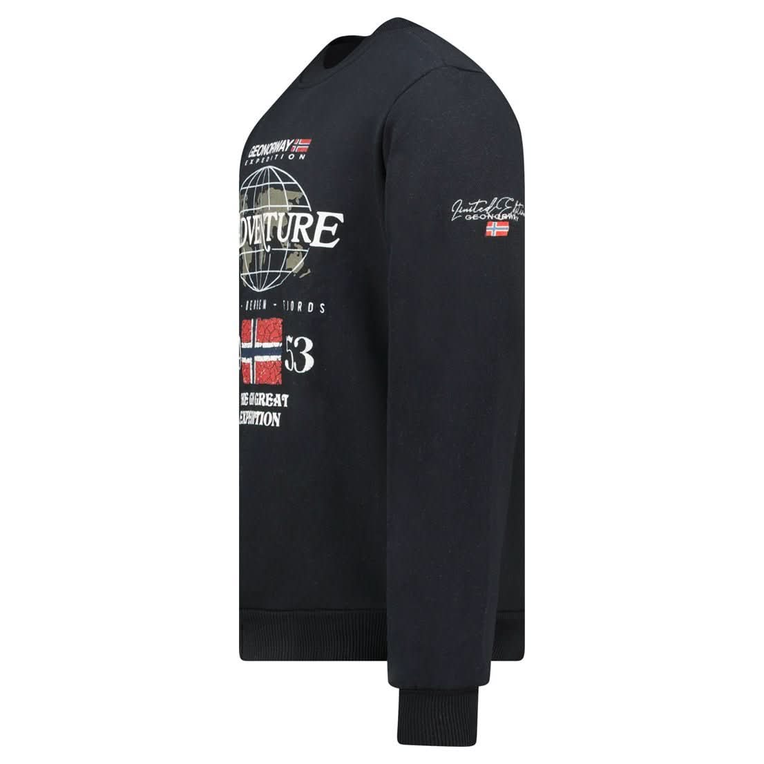 Geographical Norway Golkovitz Homme - Sweatshirt with Prints and Flag - Geographical Norway GOLKOVITZ_MEN_NOIR_S_SDB-GOLKOVITZ_MEN_BLANC_S_SDB-GOLKOVITZ_MEN_NOIR_M_SDB-GOLKOVITZ_MEN_BLANC_M_SDB-GOLKOVITZ_MEN_NOIR_L_SDB-GOLKOVITZ_MEN_BLANC_L_SDB-GOLKOVITZ_MEN_NOIR_XL_SDB-GOLKOVITZ_MEN_BLANC_XL_SDB-GOLKOVITZ_MEN_NOIR_XXL_SDB-GOLKOVITZ_MEN_BLANC_XXL_SDB