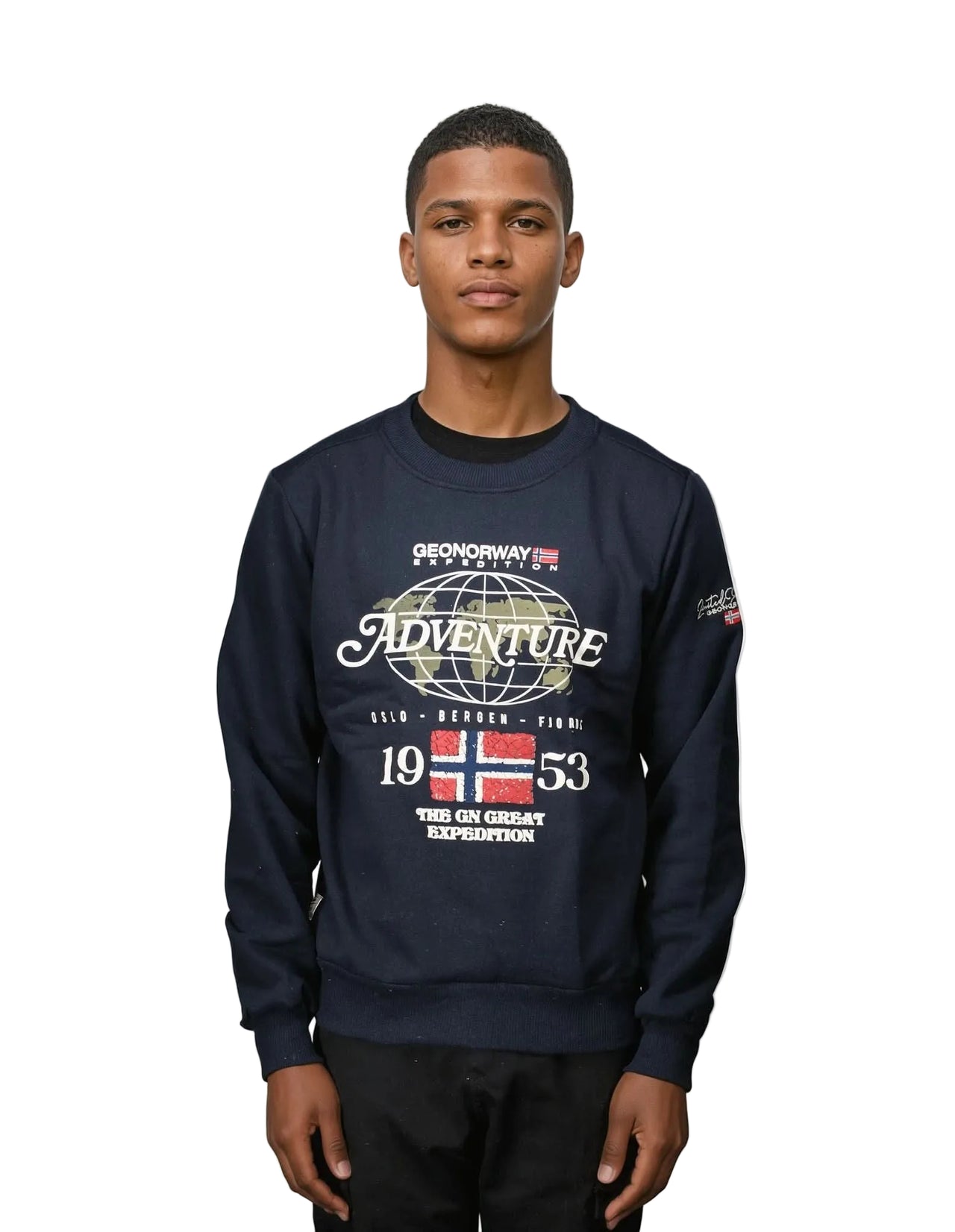 Geographical Norway Golkovitz Homme - Sweatshirt with Prints and Flag - Geographical Norway GOLKOVITZ_MEN_NOIR_S_SDB-GOLKOVITZ_MEN_BLANC_S_SDB-GOLKOVITZ_MEN_NOIR_M_SDB-GOLKOVITZ_MEN_BLANC_M_SDB-GOLKOVITZ_MEN_NOIR_L_SDB-GOLKOVITZ_MEN_BLANC_L_SDB-GOLKOVITZ_MEN_NOIR_XL_SDB-GOLKOVITZ_MEN_BLANC_XL_SDB-GOLKOVITZ_MEN_NOIR_XXL_SDB-GOLKOVITZ_MEN_BLANC_XXL_SDB