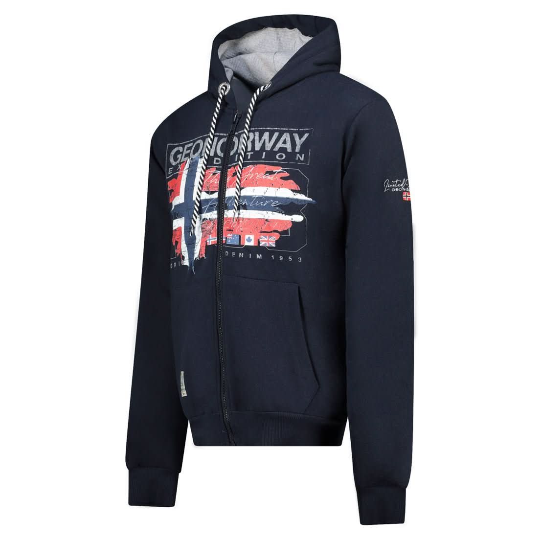 Geographical Norway GRUSTY Hombre - Sudadera con capucha con estampados y bandera - Geographical Norway GRUSTY_MEN_MARINE_S_SDB-GRUSTY_MEN_BLANC_S_SDB-GRUSTY_MEN_MARINE_M_SDB-GRUSTY_MEN_WHITE_M_SDB-GRUSTY_MEN_MARINE_L_SDB-GRUSTY_MEN_WHITE_L_SDB-GRUSTY_MEN_MARINE_XL_SDB-GRUSTY_MEN_WHITE_XL_SDB-GRUSTY_MEN_MARINE_XXL_SDB-GRUSTY_MEN_WHITE_XXL_SDB