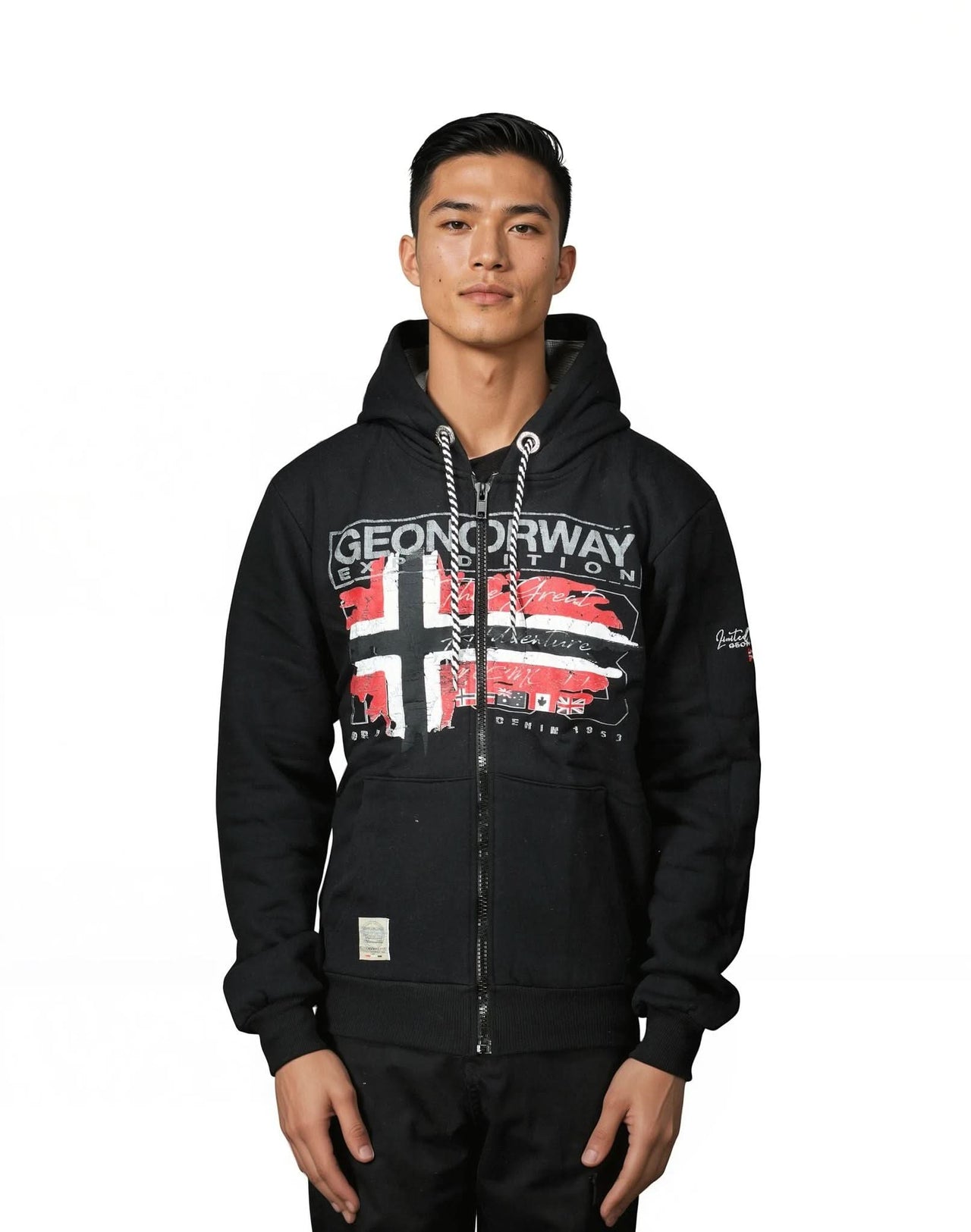 Geographical Norway GRUSTY Hombre - Sudadera con capucha con estampados y bandera - Geographical Norway GRUSTY_MEN_MARINE_S_SDB-GRUSTY_MEN_BLANC_S_SDB-GRUSTY_MEN_MARINE_M_SDB-GRUSTY_MEN_WHITE_M_SDB-GRUSTY_MEN_MARINE_L_SDB-GRUSTY_MEN_WHITE_L_SDB-GRUSTY_MEN_MARINE_XL_SDB-GRUSTY_MEN_WHITE_XL_SDB-GRUSTY_MEN_MARINE_XXL_SDB-GRUSTY_MEN_WHITE_XXL_SDB