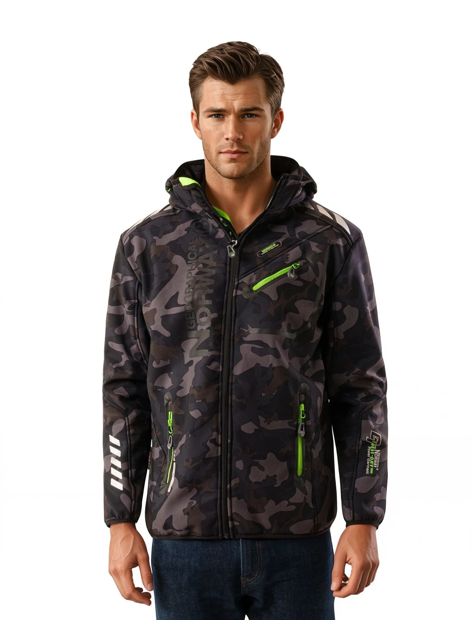 Giacca Softshell Uomo Geographical Norway Royaute – Impermeabile, Antivento, Blu Con Dettagli Arancioni, Taglia M - 5