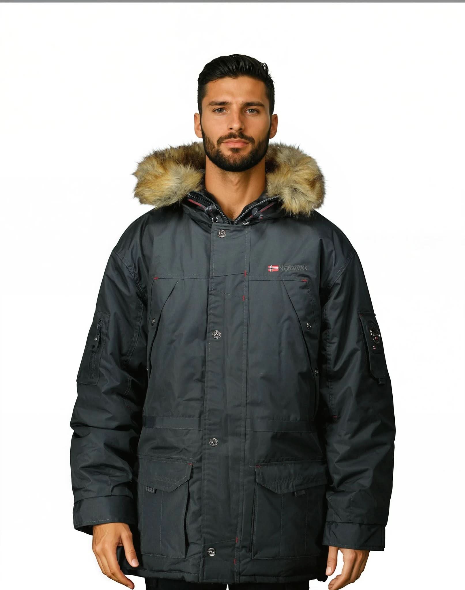 Parka Geographical Norway Albert Pour Homme - Manteau D'hiver Imperméable Déperlant Avec Capuche - Coupe Large, Chaude Et Coupe-vent - Automne Hiver