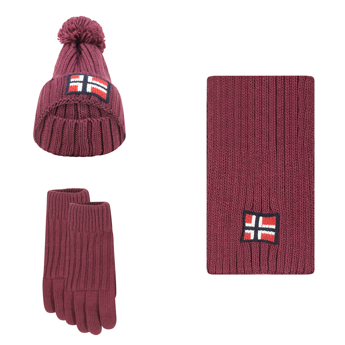 SET Geographical Norway WAMILLA XAMILLA ZAMILLA - Set di cappello, guanti e sciarpa color kaki