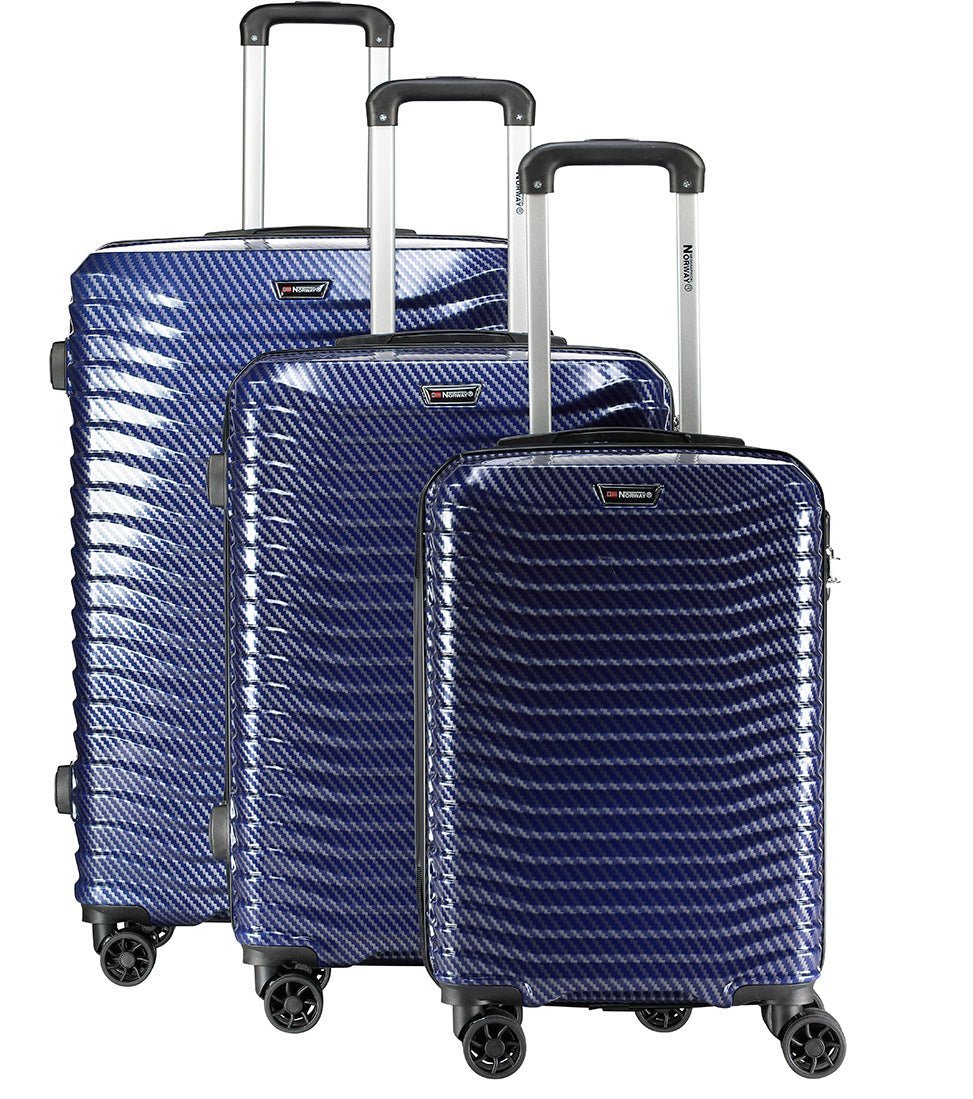 Geographical Norway SEA - Set di 3 valigie rigide con distintivo in metallo e maniglia regolabile - Geographical Norway - set di 3 (20/24/28 pollici) - Geographical Norway SEA_VAL_NOIR_SDB-SEA_VAL_BLEU_SDB-SEA_VAL_GRIS_SDB-SEA_VAL_ROUGE_SDB-SEA_VAL_BLANC_SDB