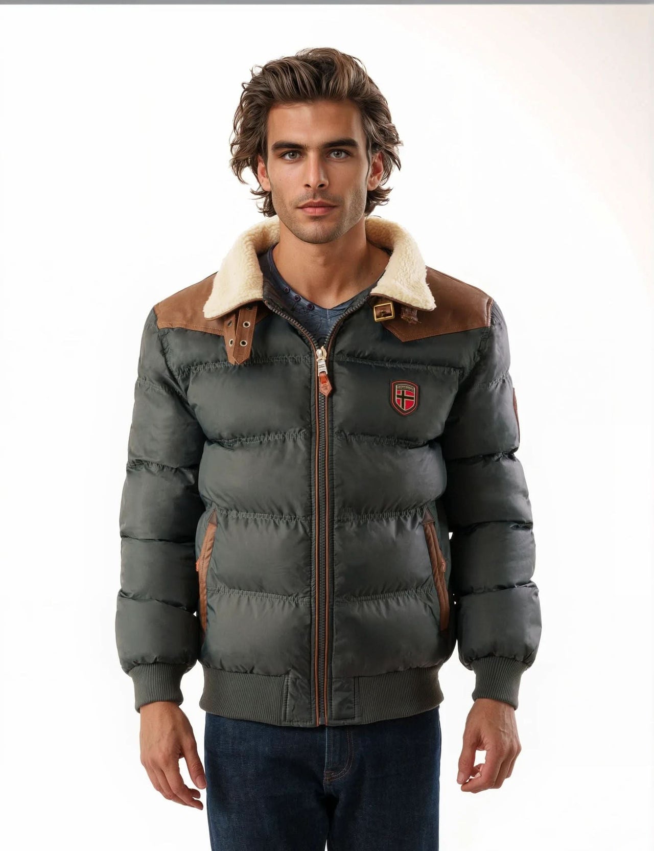 Geographical Norway Abramovitch Uomo - Giacca imbottita matelassée Gris Foncé - Geographical Norway - S Gris Foncé