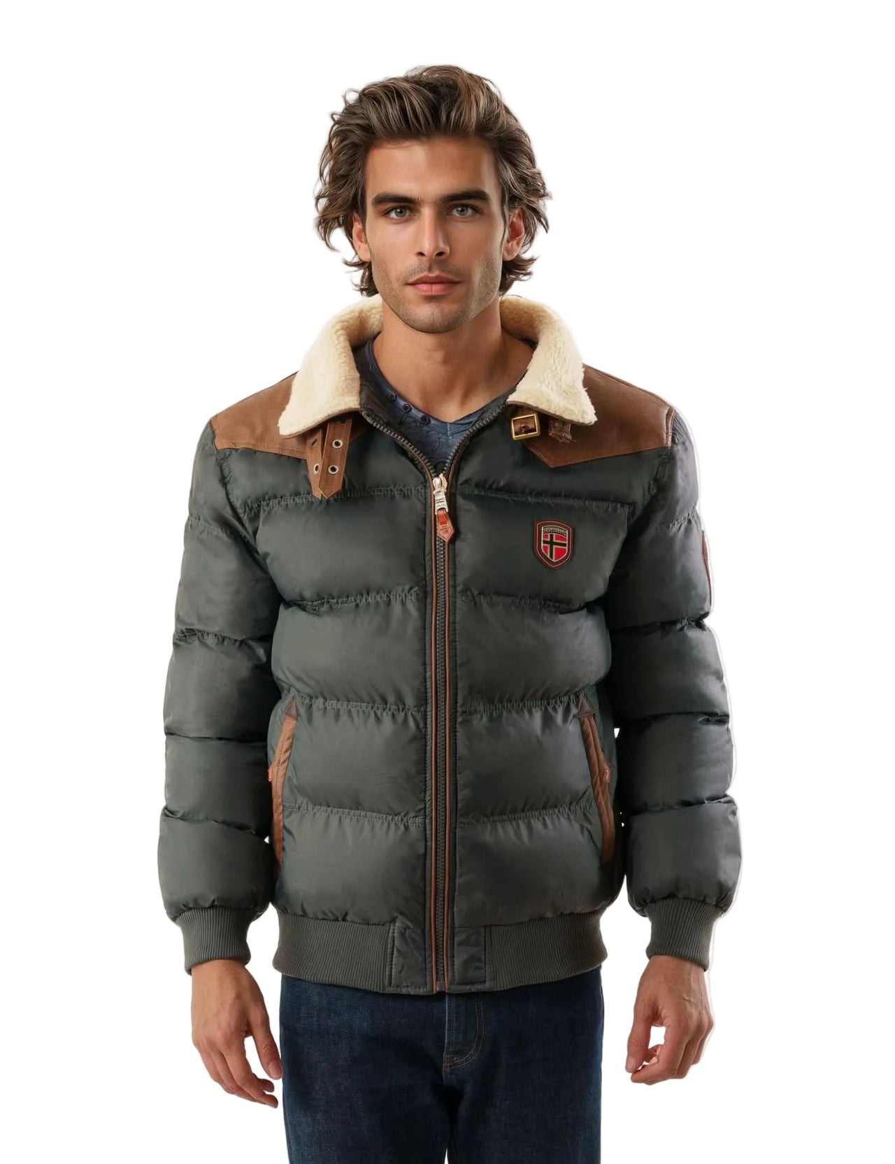 Geographical Norway Abramovitch Uomo - Giacca imbottita matelassée Gris Foncé - Geographical Norway - S Gris Foncé