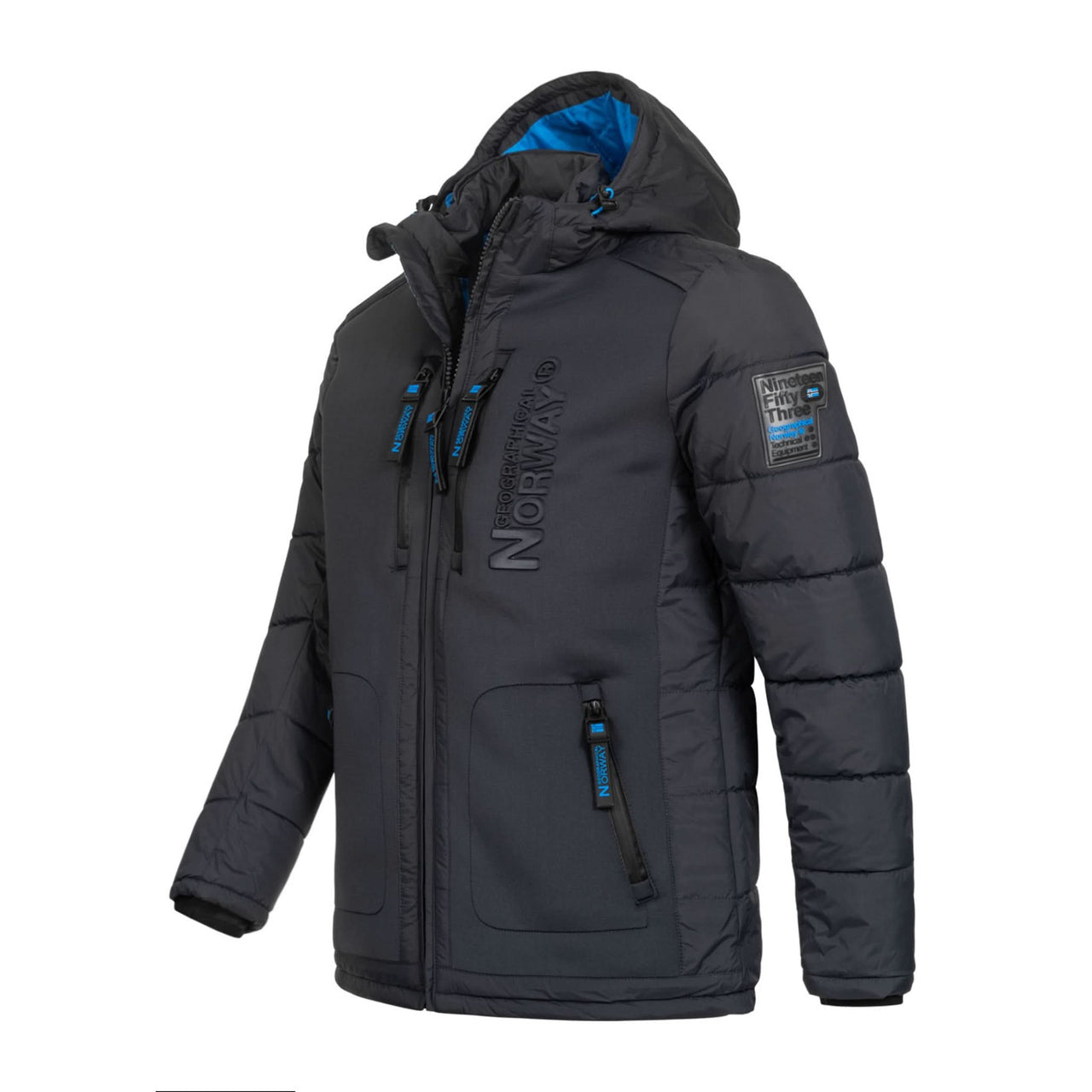 Geographical Norway Beachwood Homme - Dark Grey Blue quilted and contrasting bimaterial Puffer jacket - Geographical Norway - S Dark Grey Blue