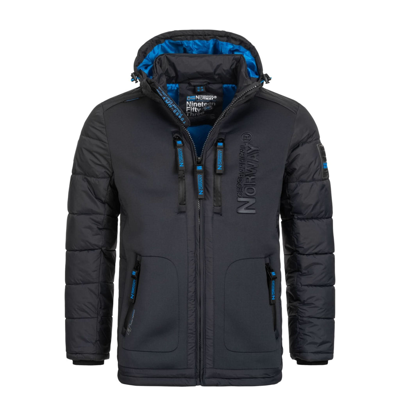 Geographical Norway Beachwood Homme - Dark Grey Blue quilted and contrasting bimaterial Puffer jacket - Geographical Norway - S Dark Grey Blue