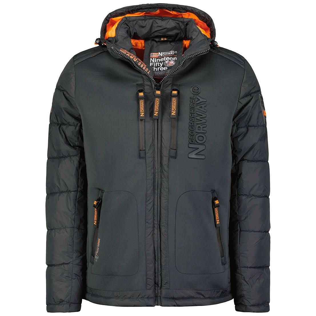 Geographical Norway Beachwood Homme - Puffer jacket bimatière contrastée et matelassée Gris Foncé Orange - Geographical Norway - S Gris Foncé Orange