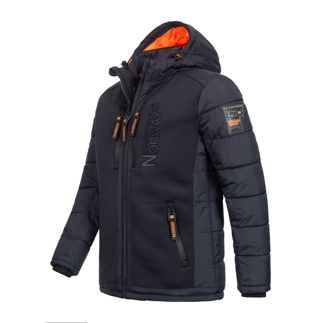 Geographical Norway Beachwood Homme - Puffer jacket bimatière contrastée et matelassée Marine Orange - Geographical Norway - S Marine Orange
