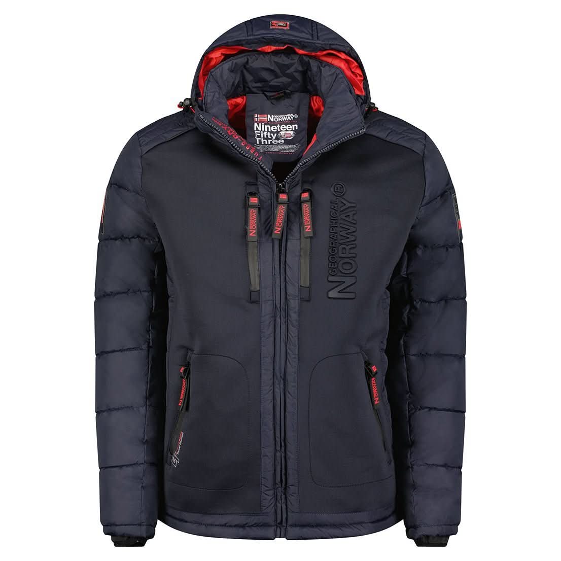 Geographical Norway Beachwood Homme - Puffer jacket bimatière contrastée et matelassée Navy Red - Geographical Norway - S Navy Red