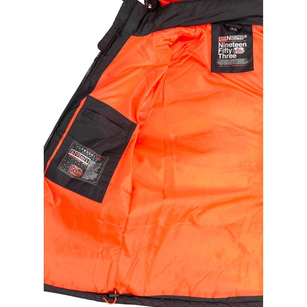 Geographical Norway Beachwood Homme - Two-tone contrasting quilted Puffer jacket Black Orange - Geographical Norway - S Black Orange