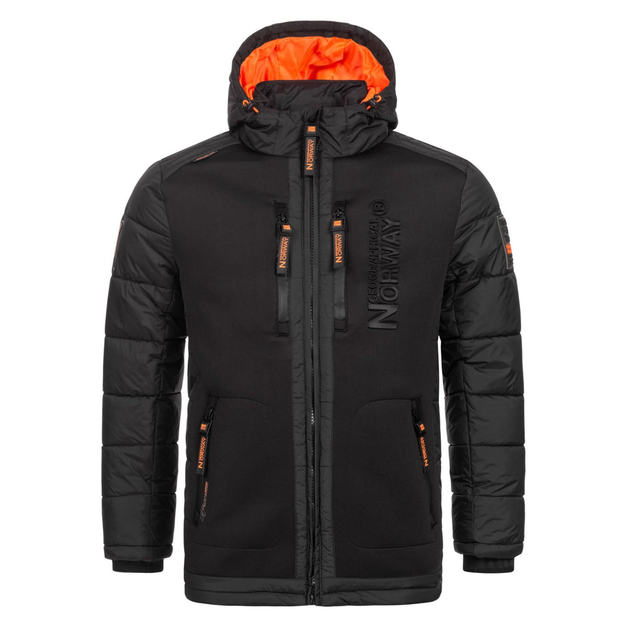 Geographical Norway Beachwood Homme - Two-tone contrasting quilted Puffer jacket Black Orange - Geographical Norway - S Black Orange