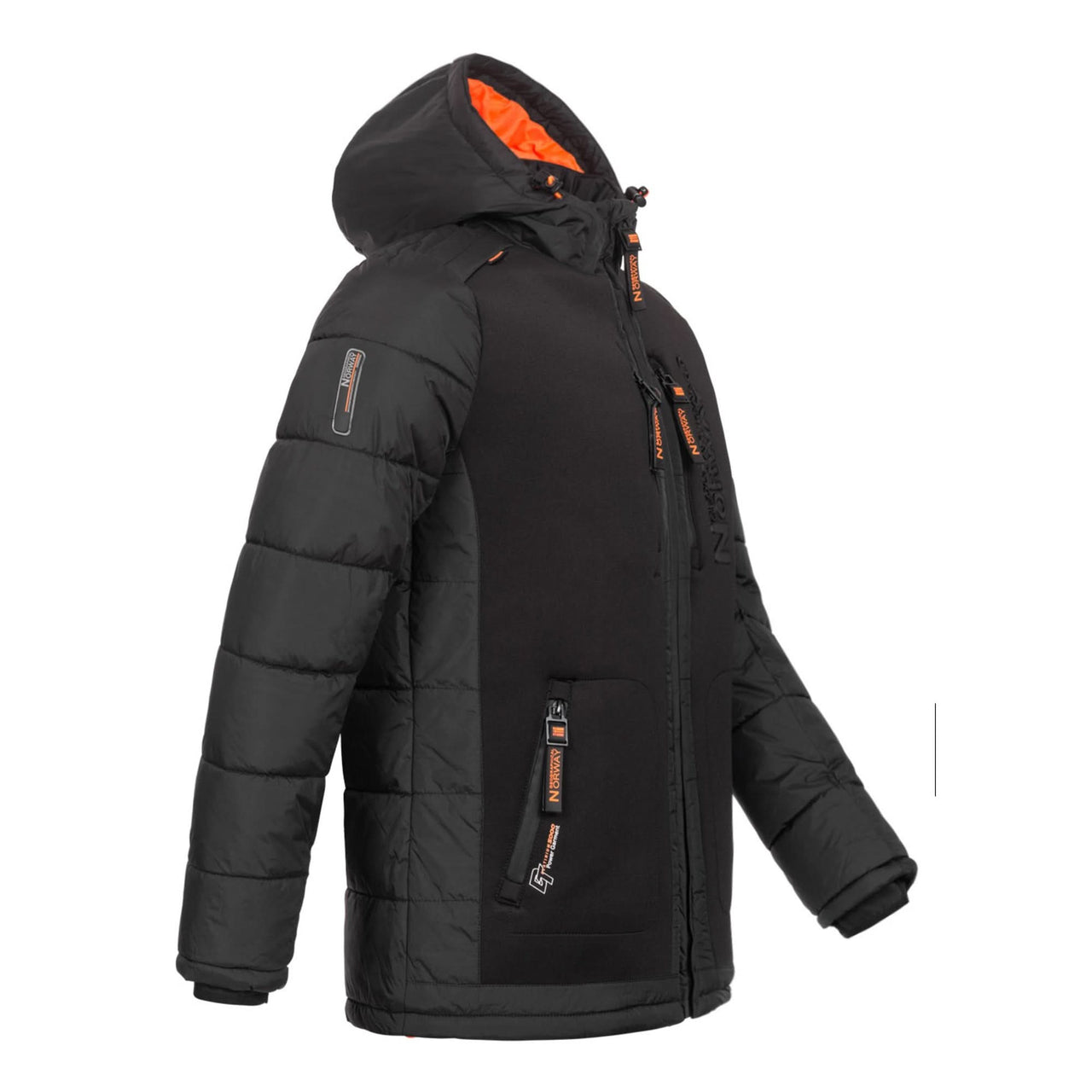 Geographical Norway Beachwood Homme - Two-tone contrasting quilted Puffer jacket Black Orange - Geographical Norway - S Black Orange