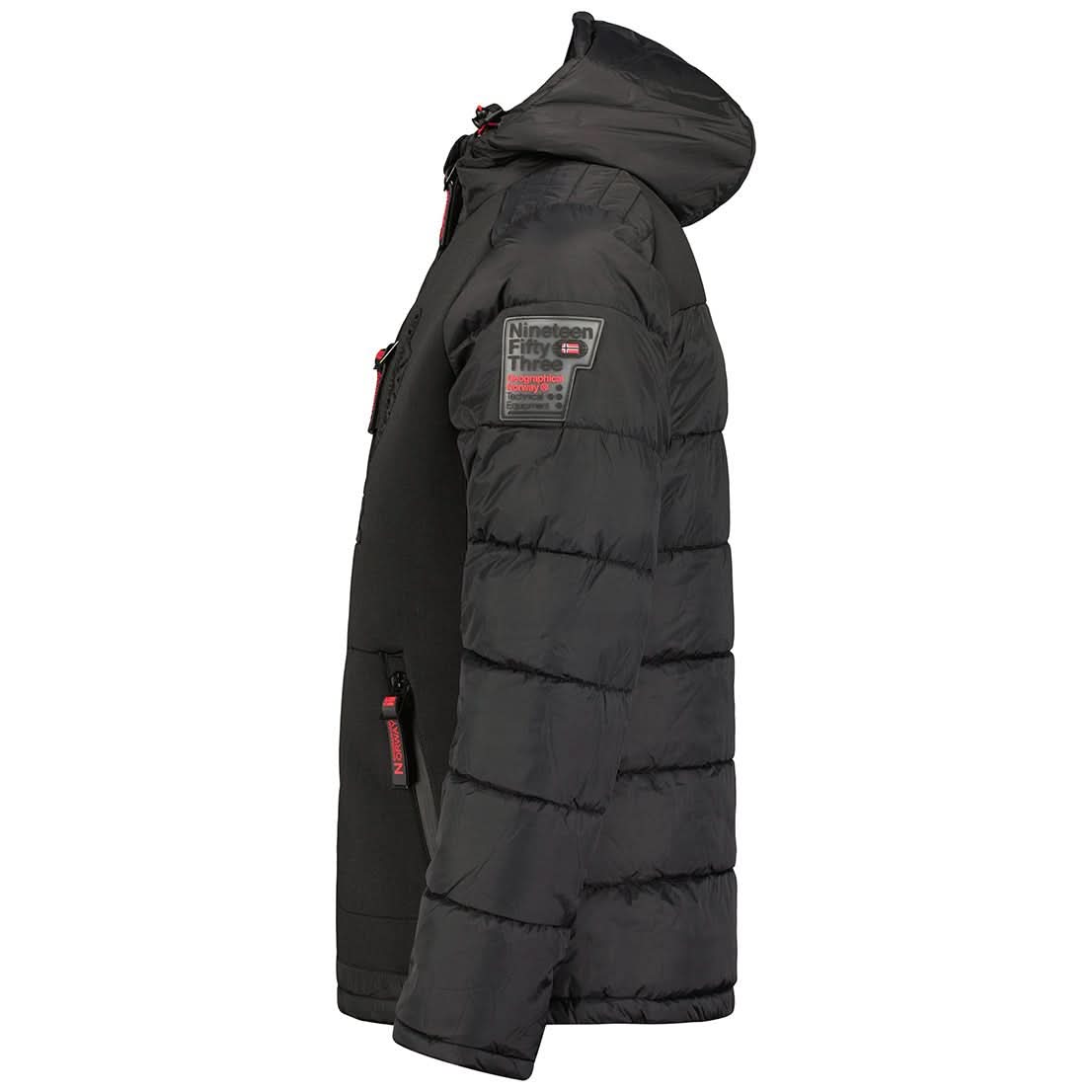 Geographical Norway Beachwood Homme - Two-tone contrasting quilted Puffer jacket Black Red - Geographical Norway - S Black Red