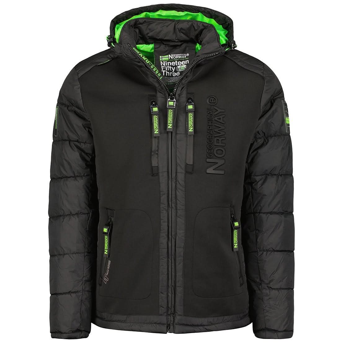 Geographical Norway Beachwood Homme - Puffer jacket bimatière contrastée et matelassée Noir Vert - Geographical Norway - S Noir Vert
