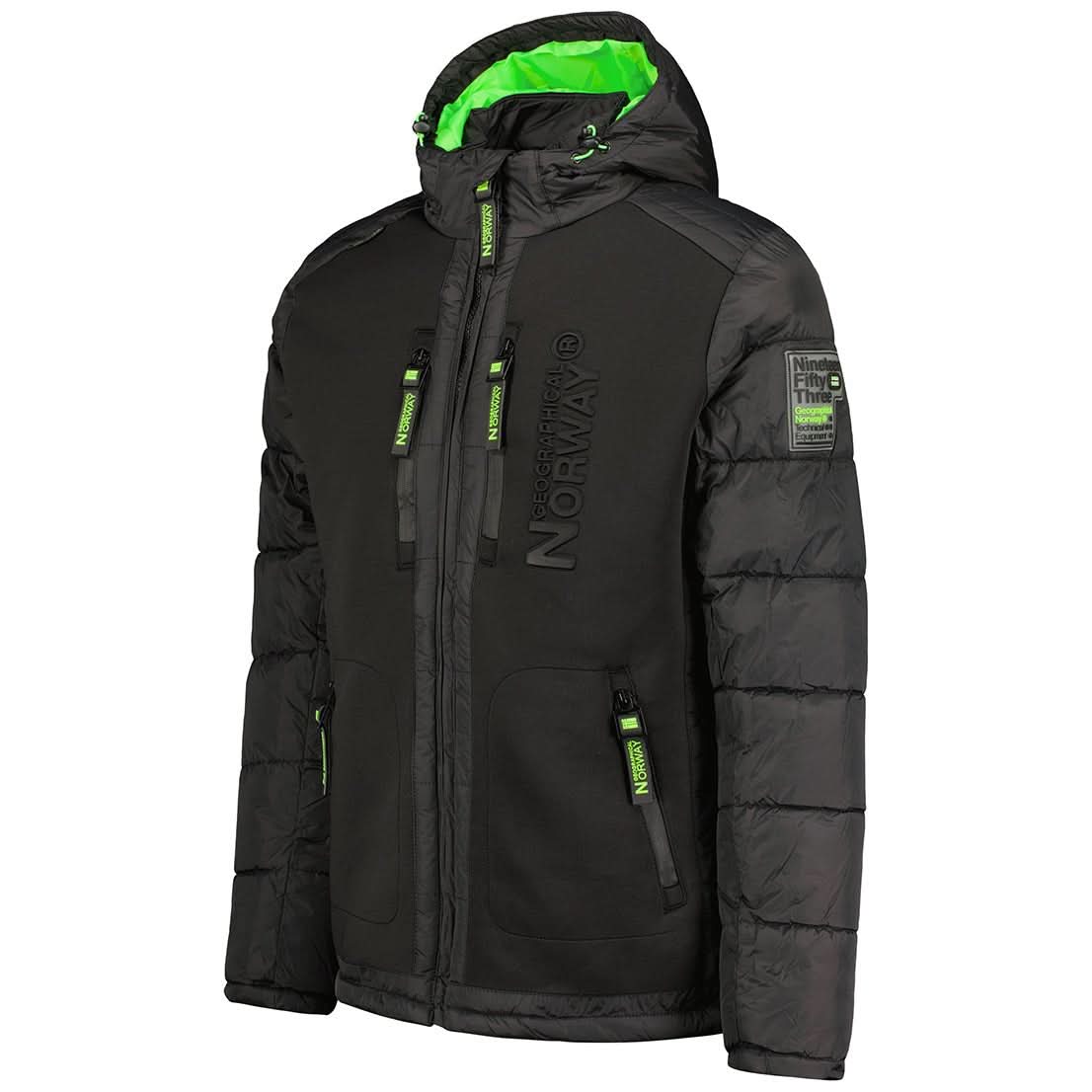 Geographical Norway Beachwood Homme - Puffer jacket bimatière contrastée et matelassée Noir Vert - Geographical Norway - S Noir Vert