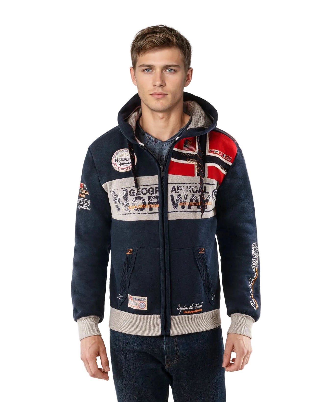Geographical Norway Flyer Homme - Zip sweatshirt - Geographical Norway - S Navy