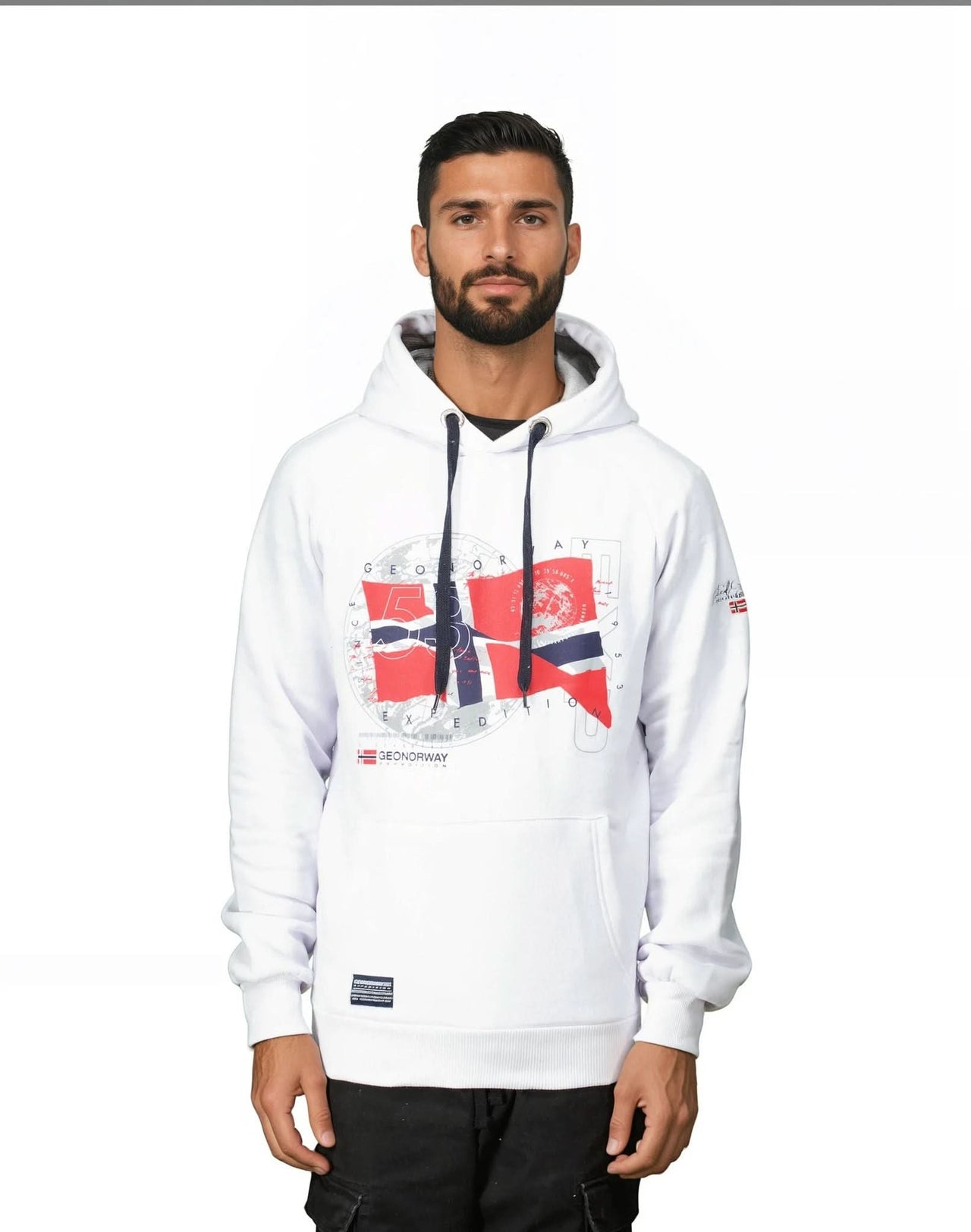 Geographical Norway GDRAP Hombres - Sudadera con capucha con bandera y estampados - Geographical Norway GDRAP_MEN_MARINE_S_SDB-GDRAP_MEN_BLANC_S_SDB-GDRAP_MEN_MARINE_M_SDB-GDRAP_MEN_WHITE_M_SDB-GDRAP_MEN_MARINE_L_SDB-GDRAP_MEN_WHITE_L_SDB-GDRAP_MEN_MARINE_XL_SDB-GDRAP_MEN_WHITE_XL_SDB-GDRAP_MEN_MARINE_XXL_SDB-GDRAP_MEN_WHITE_XXL_SDB