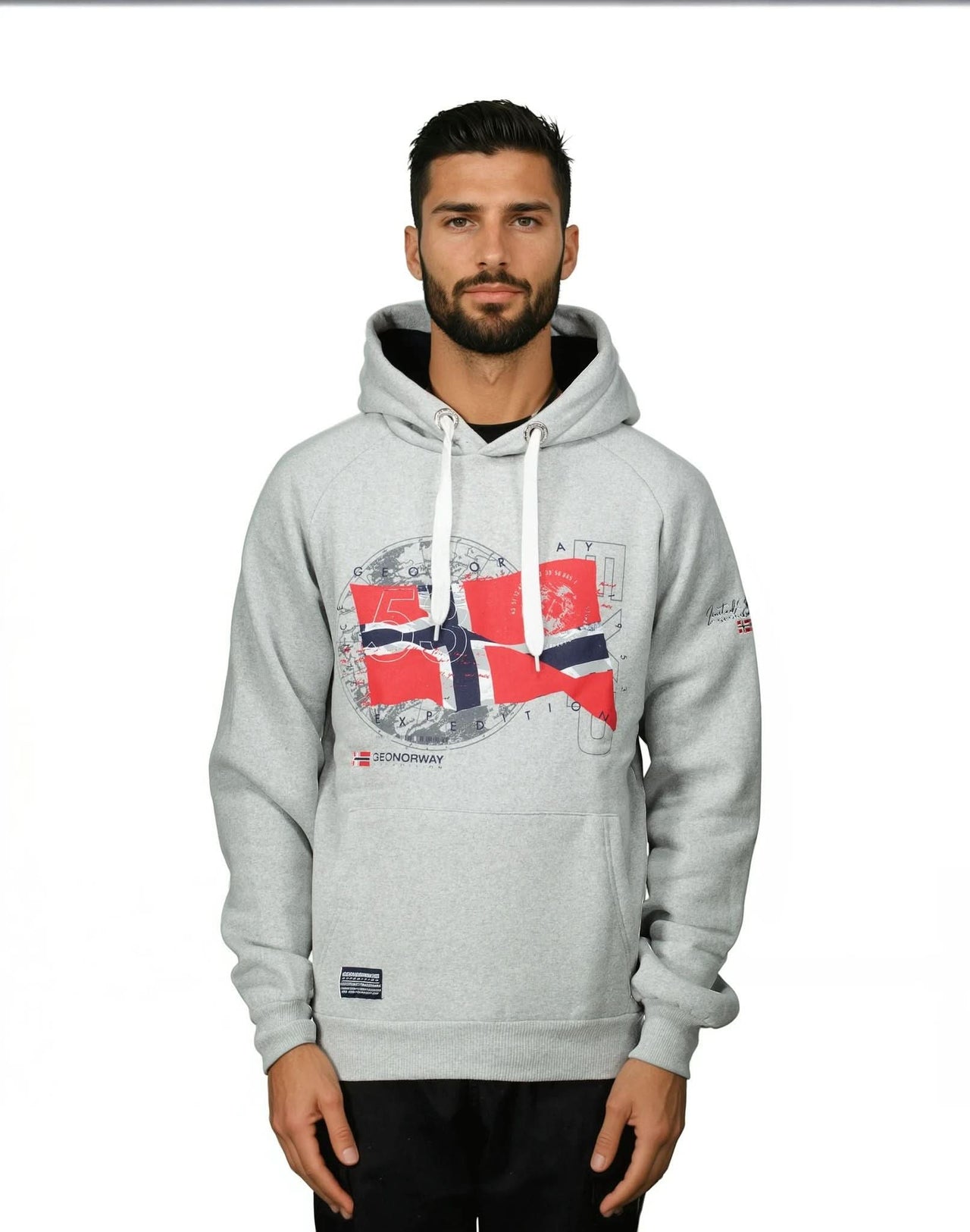 Geographical Norway GDRAP Hombres - Sudadera con capucha con bandera y estampados - Geographical Norway GDRAP_MEN_MARINE_S_SDB-GDRAP_MEN_BLANC_S_SDB-GDRAP_MEN_MARINE_M_SDB-GDRAP_MEN_WHITE_M_SDB-GDRAP_MEN_MARINE_L_SDB-GDRAP_MEN_WHITE_L_SDB-GDRAP_MEN_MARINE_XL_SDB-GDRAP_MEN_WHITE_XL_SDB-GDRAP_MEN_MARINE_XXL_SDB-GDRAP_MEN_WHITE_XXL_SDB