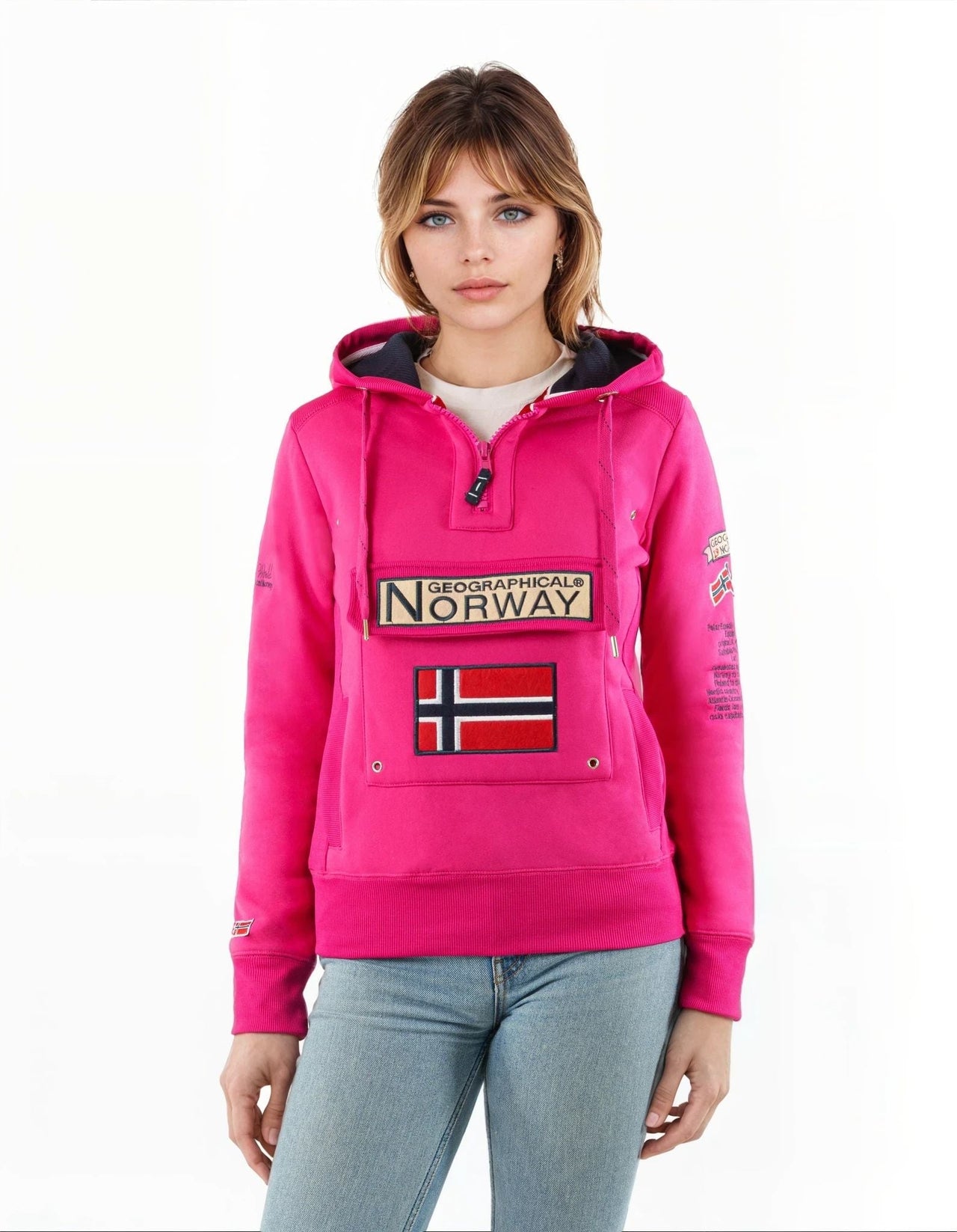 Geographical Norway Gymclass Damen - Kapuzenpullover - Geographical Norway - S Flash Pink