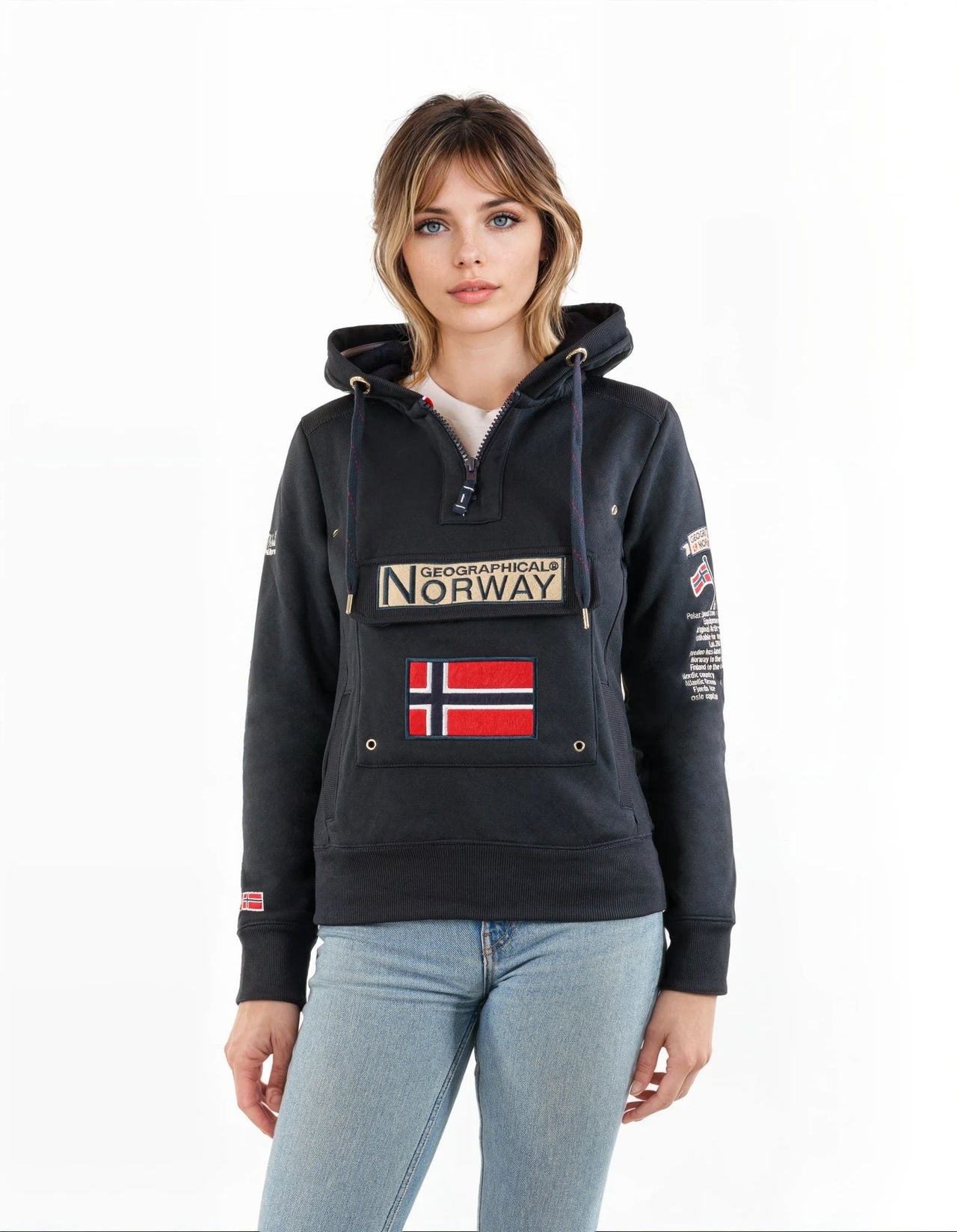 Geographical Norway Gymclass Donna - Felpa con cappuccio - Geographical Norway - S Navy