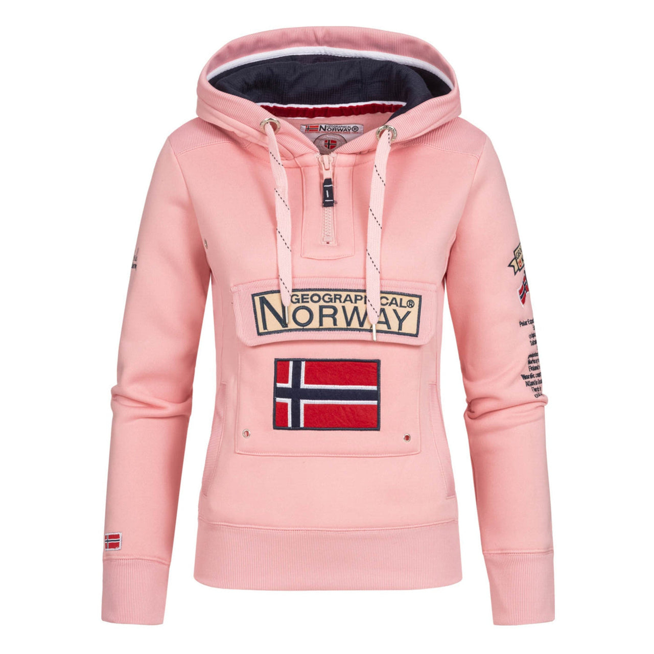 Geographical Norway Gymclass Donna - Felpa con cappuccio - Geographical Norway - S Rosa pallido