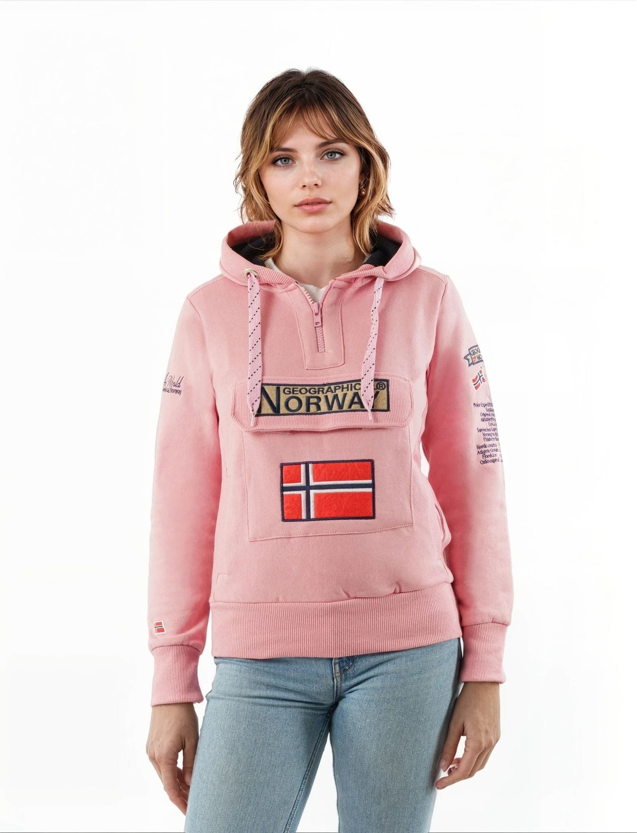 Geographical Norway Gymclass Donna - Felpa con cappuccio - Geographical Norway - S Rosa pallido