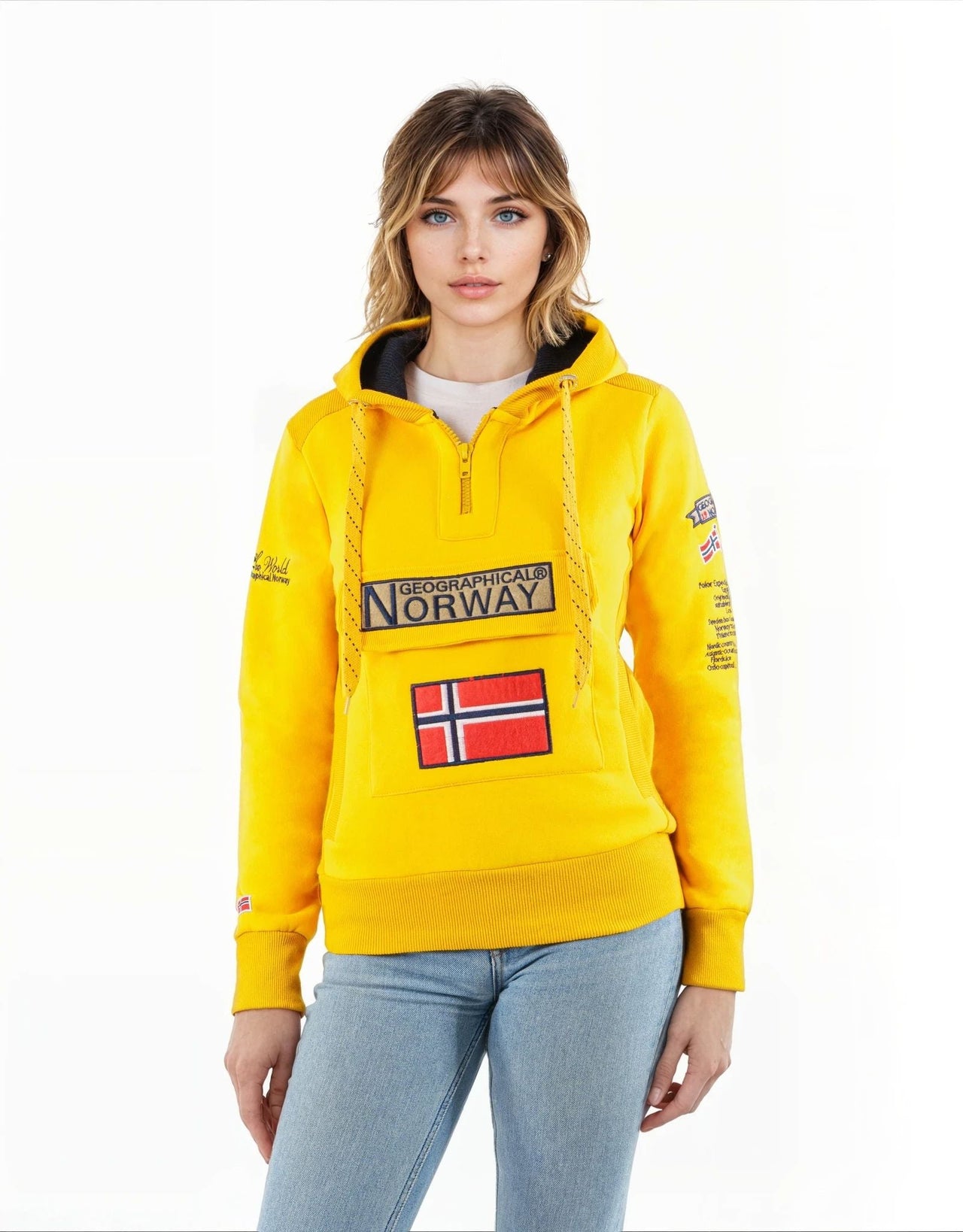 Geographical Norway Gymclass Femme - Sweat à capuche - Geographical Norway - S Moutarde