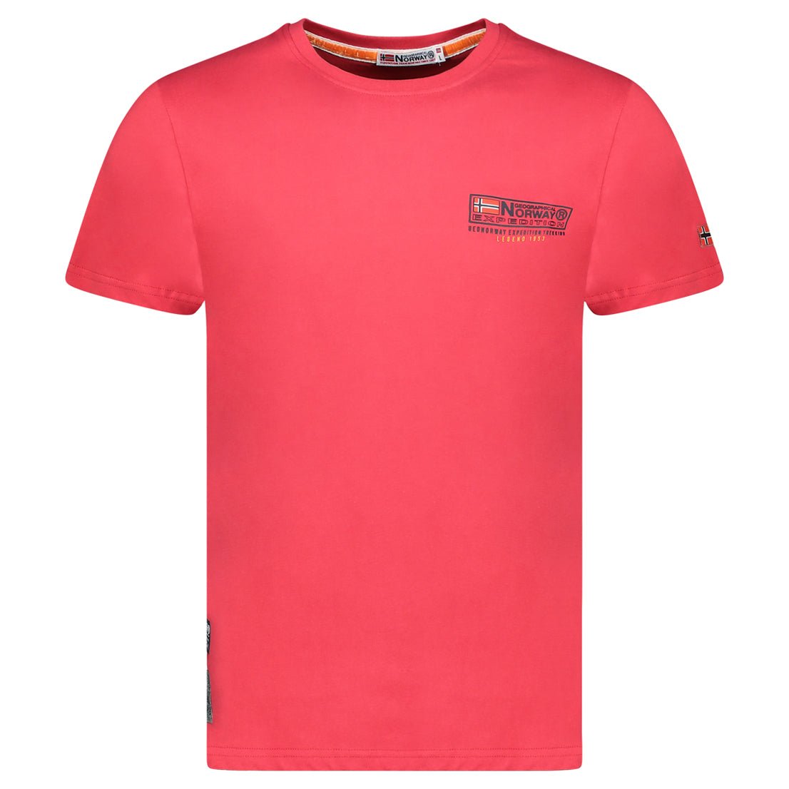 Geographical Norway JOFFROY - T-Shirt Mann Kurzarm mit Flagge - Geographical Norway - S Rot