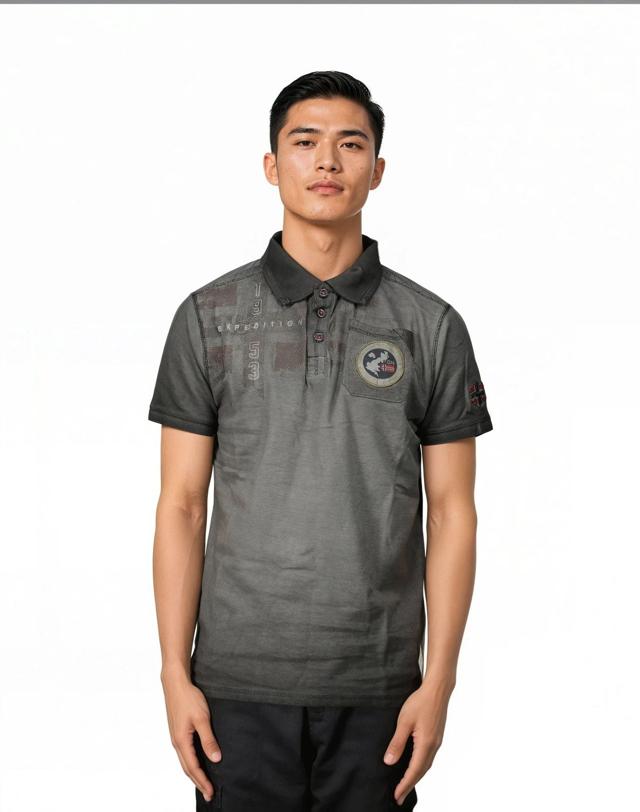 Geographical Norway KIMAC Hombre - Polo Manga Corta 100% Algodón - Geographical Norway - S Negro