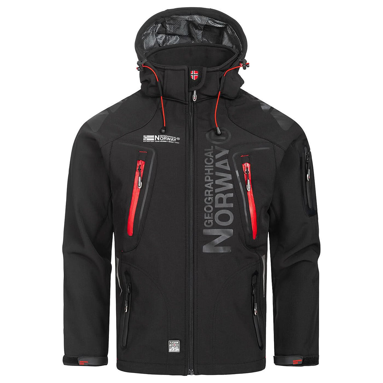 Geographical Norway Techno Homme - Softshelljacke Schwarz Rot - Geographical Norway - S Schwarz Rot