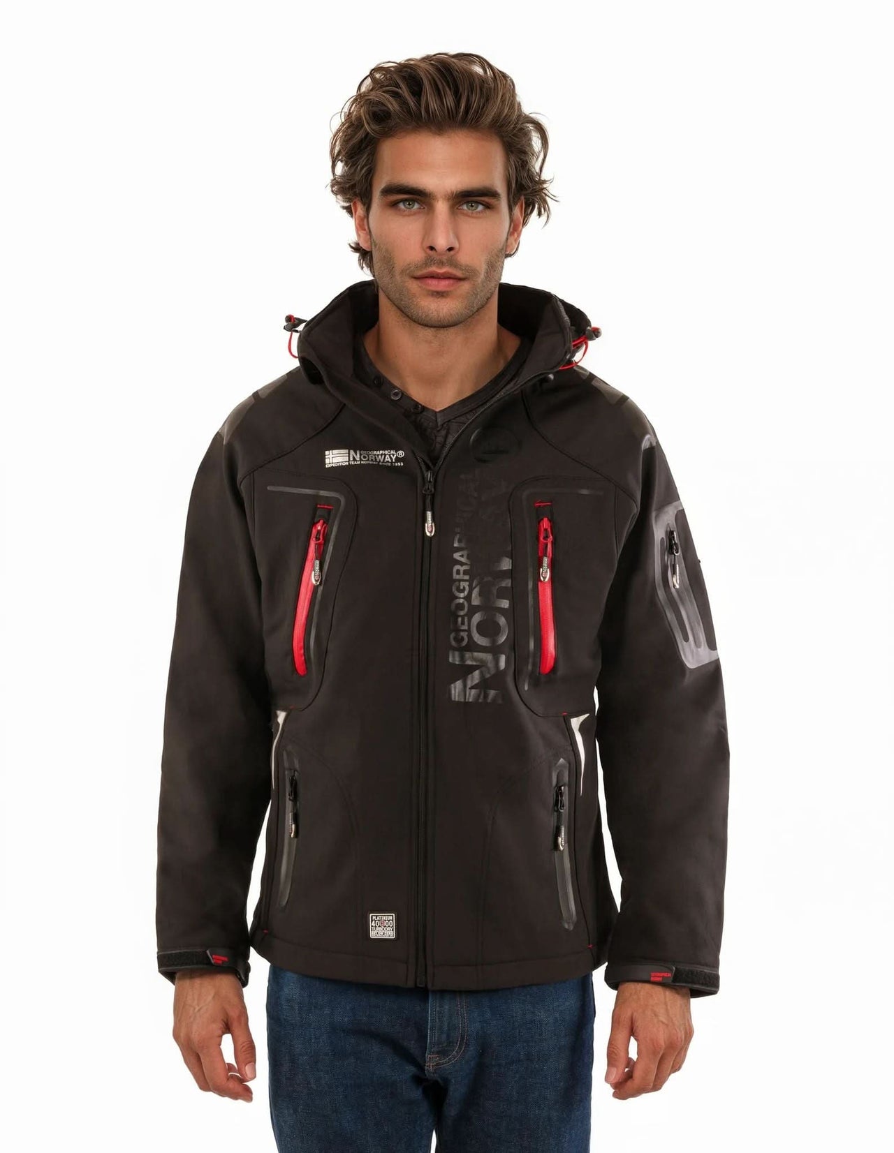 Geographical Norway Techno Homme - Softshelljacke Schwarz Rot - Geographical Norway - S Schwarz Rot