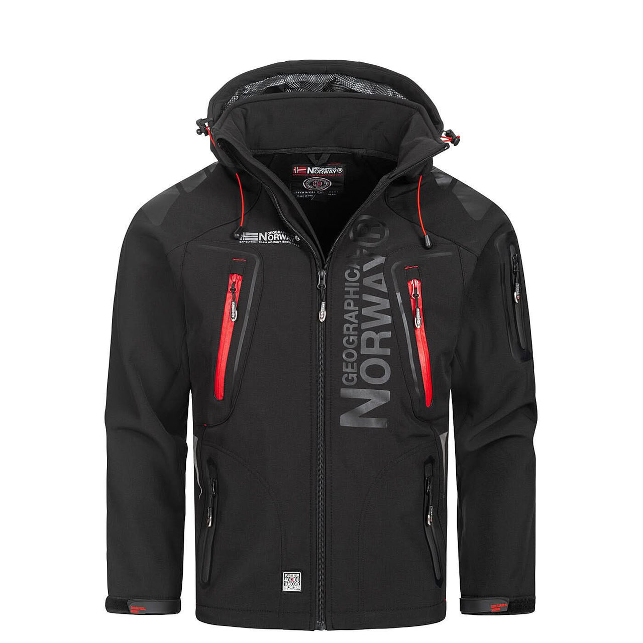 Geographical Norway Geographical Norway Techno Hombre - Chaqueta Softshell Negro Rojo - Geographical Norway - S Negro Rojo