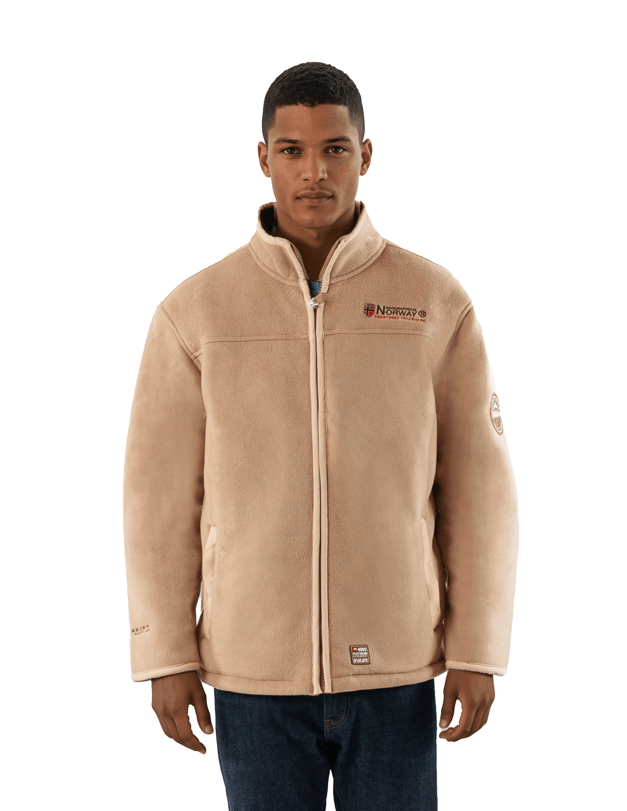 Geographical Norway Ubolt Uomo - Giacca in pile laminato in sherpa Beige - Geographical Norway - S Beige