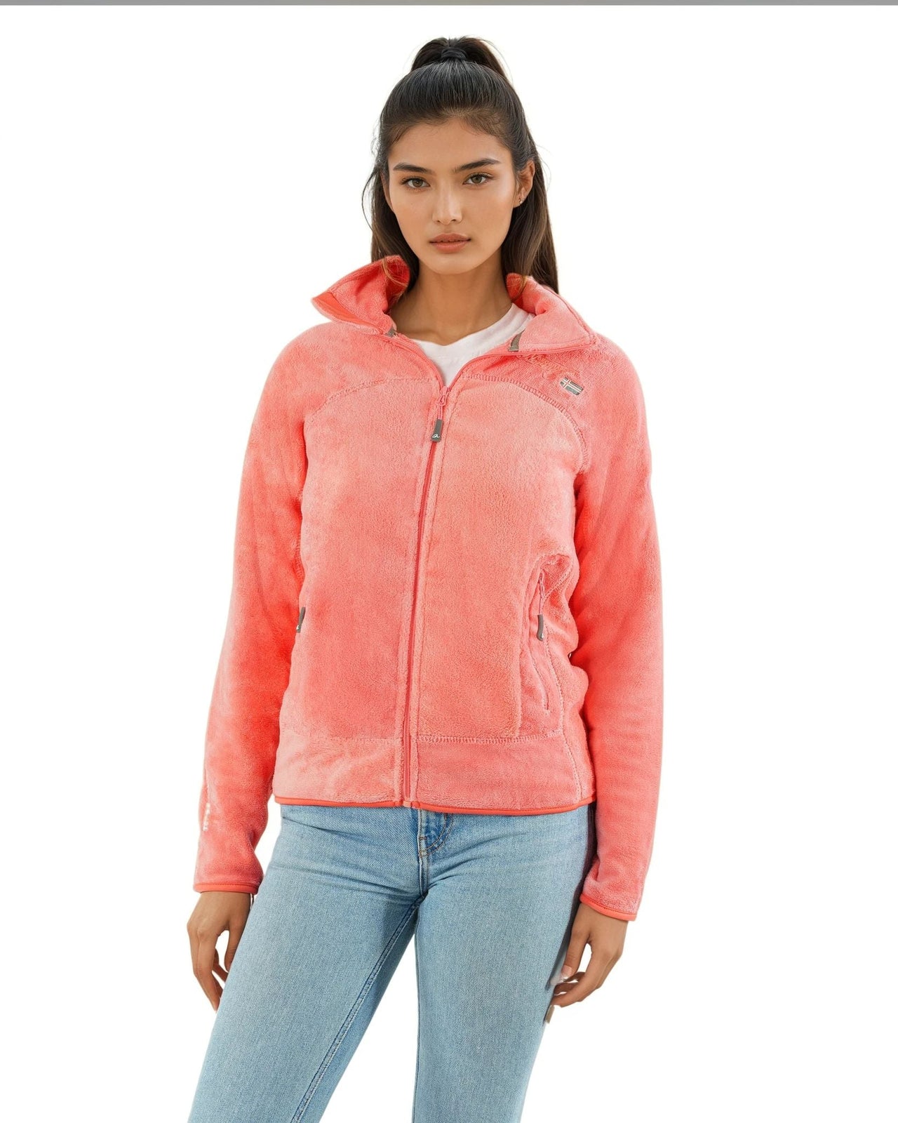 Geographical Norway Upaline Women - Soft zipped fleece - Geographical Norway - S Salmon