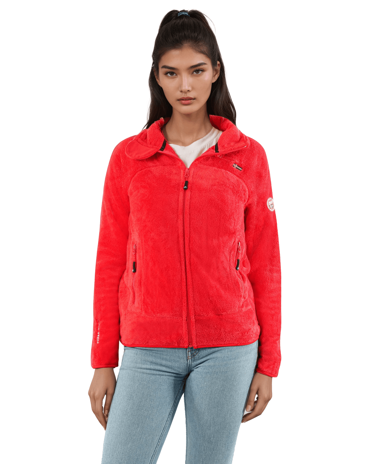 Geographical Norway Upaline Femme - Polaire zippée toute douce - Geographical Norway - S Rouge