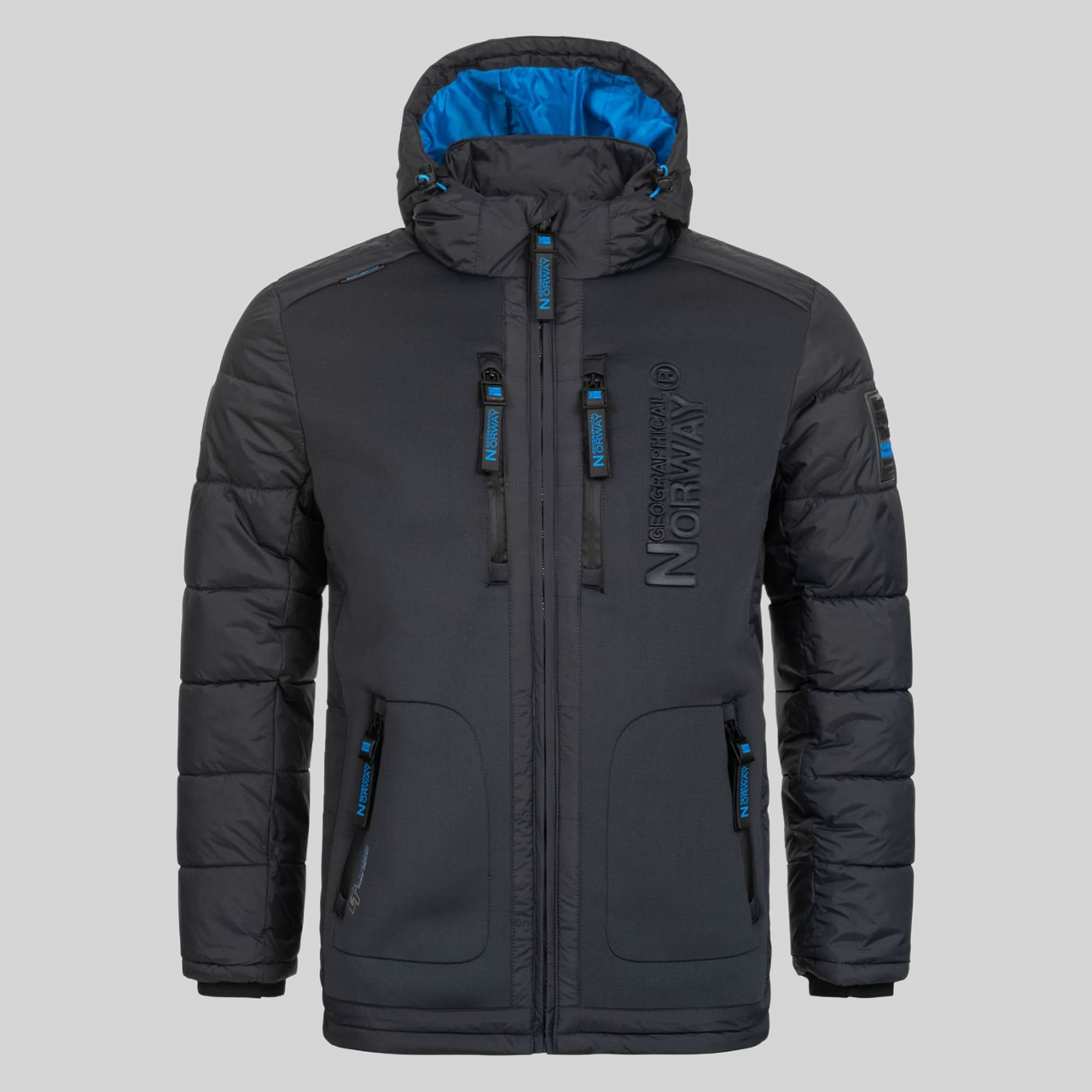 Geographical Norway Beachwood Homme - Dark Grey Blue quilted and contrasting bimaterial Puffer jacket - Geographical Norway - S Dark Grey Blue