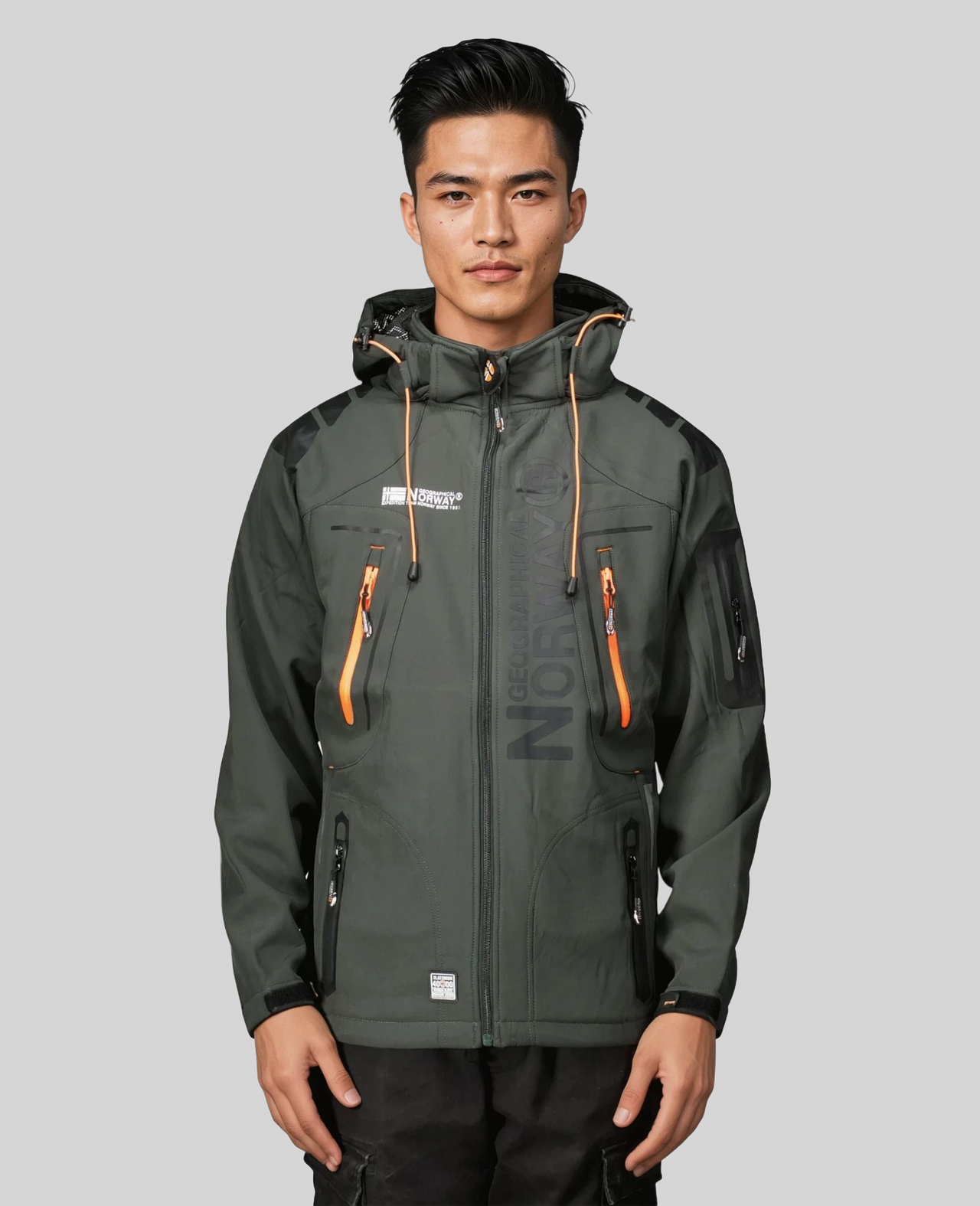 Geographical Norway Techno Homme - Iconic Softshell Jacket Dark Grey Orange - Geographical Norway - S Dark Grey Orange