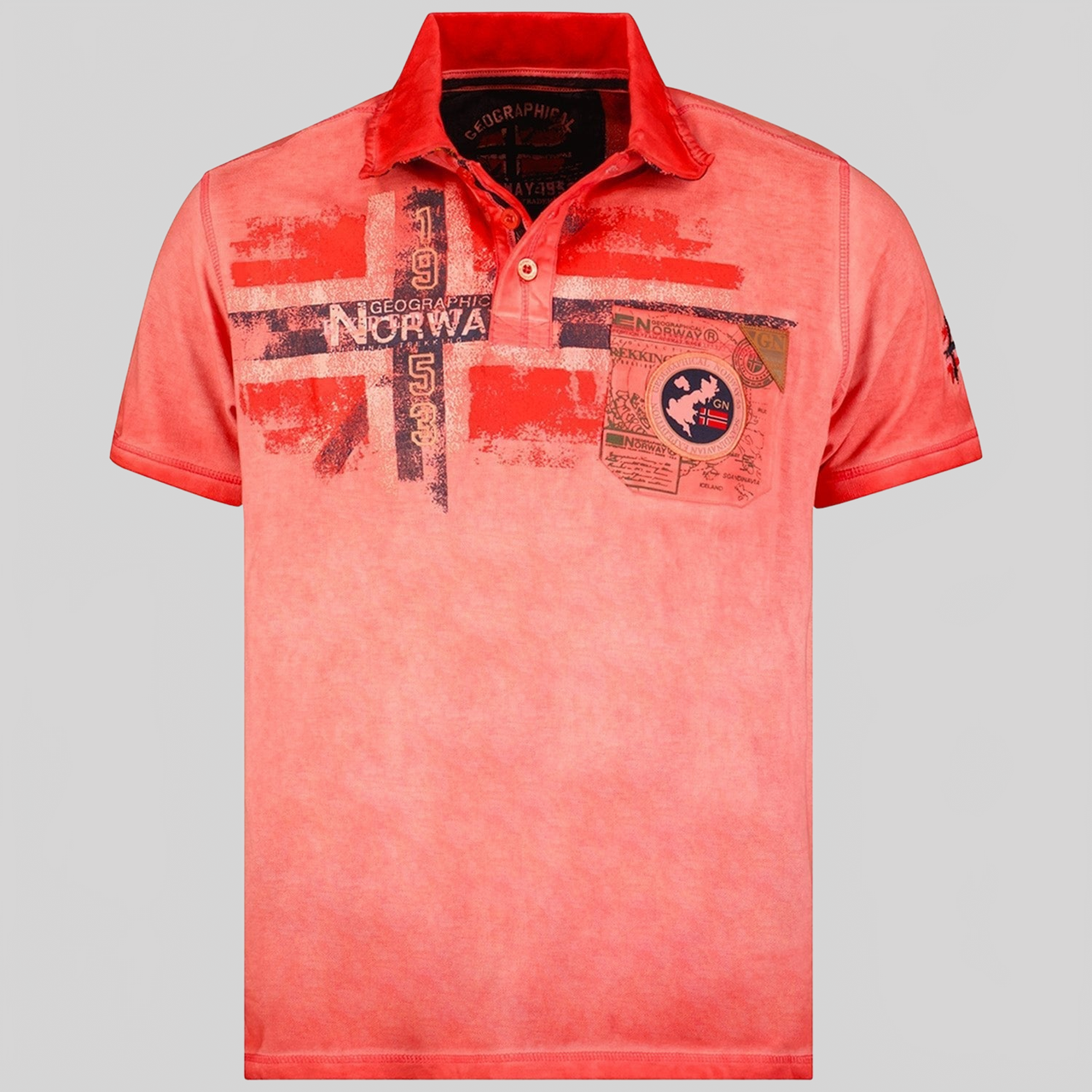 Geographical Norway Kamo Homme - Faded effect short sleeve polo shirt - Geographical Norway KAMO_MEN_CORAIL_M_SDB-KAMO_MEN_CORAIL_L_SDB-KAMO_MEN_CORAIL_XL_SDB-KAMO_MEN_BLEU_M_SDB-KAMO_MEN_BLEU_L_SDB-KAMO_MEN_BLEU_XL_SDB-KAMO_MEN_BLEU_XXL_SDB-KAMO_MEN_GRIS_CLAIR_S_SDB-KAMO_MEN_GRIS_CLAIR_M_SDB-KAMO_MEN_GRIS_CLAIR_L_SDB