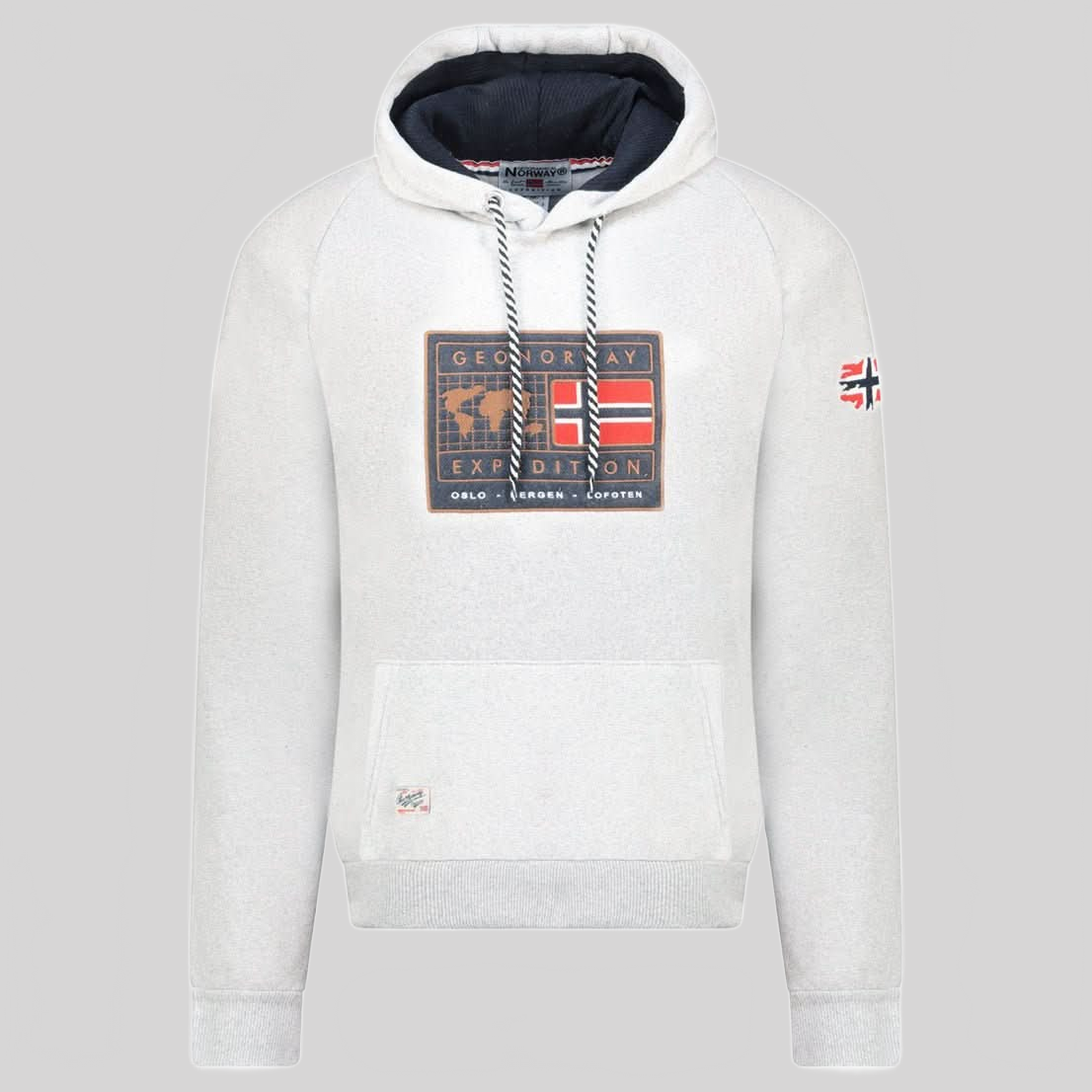 Geographical Norway Gofoten - Herren-Sweatshirt mit Kapuze mit Flagge und Kängurutasche - Geographical Norway GOFOTEN_MEN_GRIS_CLAIR_S_SDB-GOFOTEN_MEN_GRIS_CLAIR_M_SDB-GOFOTEN_MEN_GRIS_CLAIR_L_SDB-.GOFOTEN_MEN_HELLGRAU_XL_SDB-GOFOTEN_MEN_HELLGRAU_XXL_SDB-GOFOTEN_MEN_HELLGRAU_3XL_SDB-GOFOTEN_MEN_MARINE_S_SDB-GOFOTEN_MEN_MARINE_M_SDB-GOFOTEN_MEN_MARINE_L_SDB-GOFOTEN_MEN_MARINE_XL_SDB