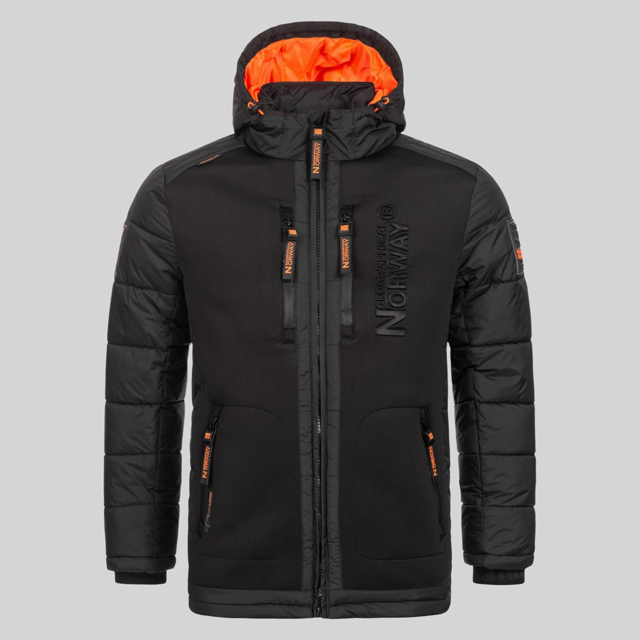 Geographical Norway Beachwood Homme - Two-tone contrasting quilted Puffer jacket Black Orange - Geographical Norway - S Black Orange
