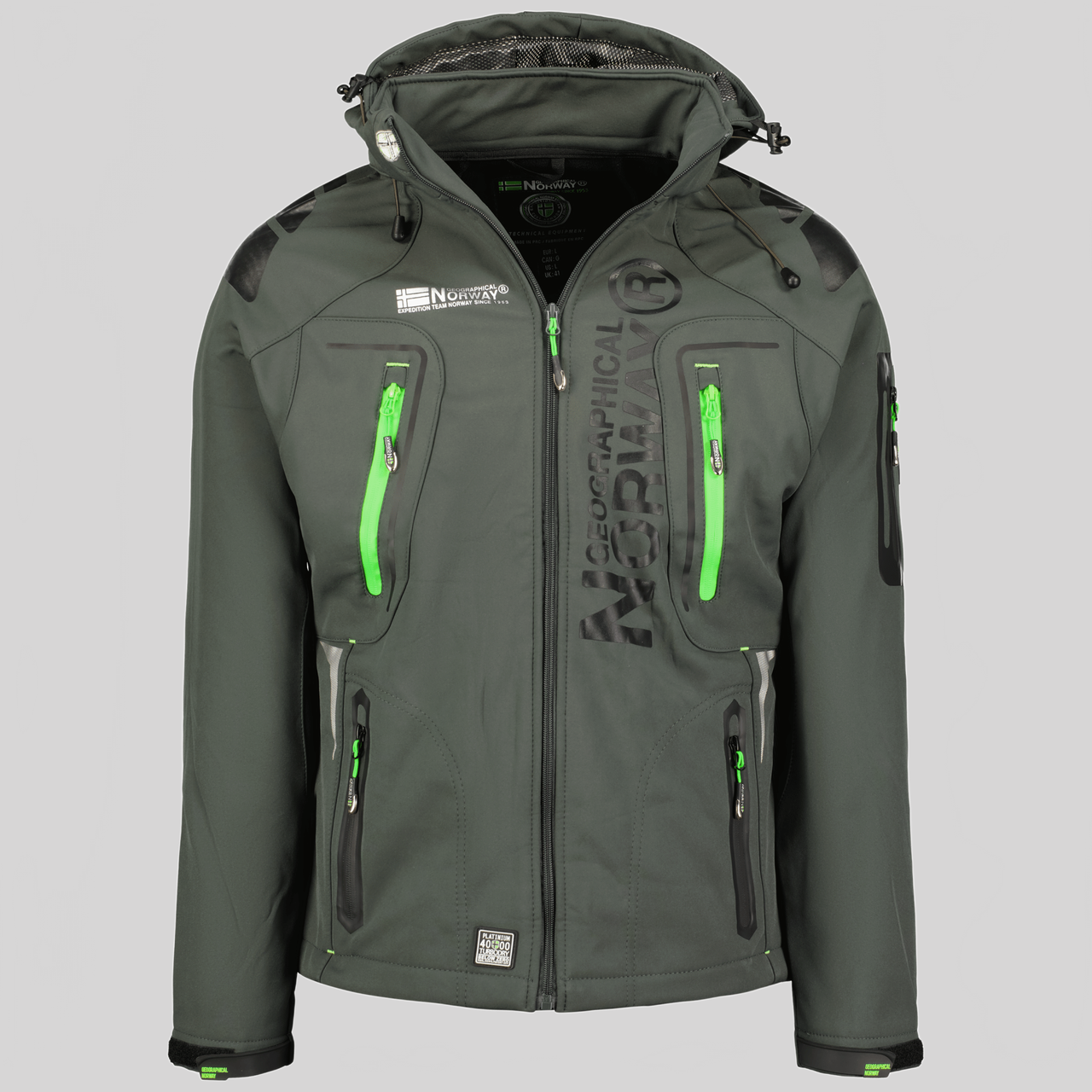Geographical Norway Techno Homme - Veste Softshell iconique Gris Foncé Vert - Geographical Norway - S Gris Foncé Vert