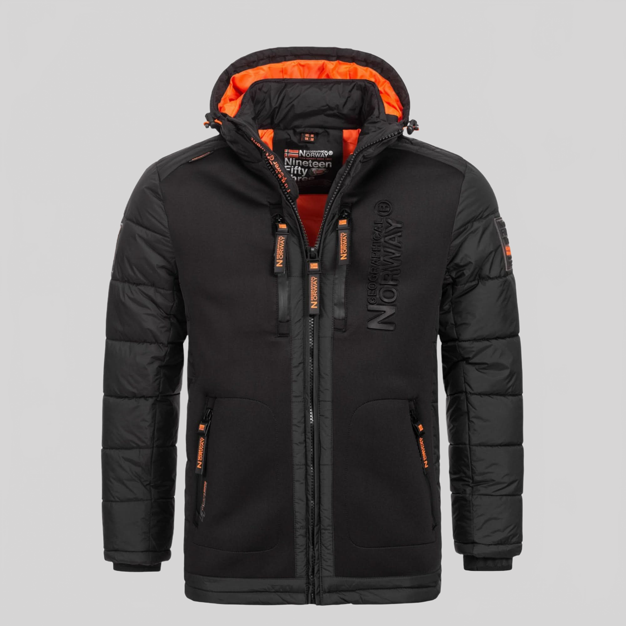 Geographical Norway Beachwood Homme - Two-tone contrasting quilted Puffer jacket Black Orange - Geographical Norway - S Black Orange